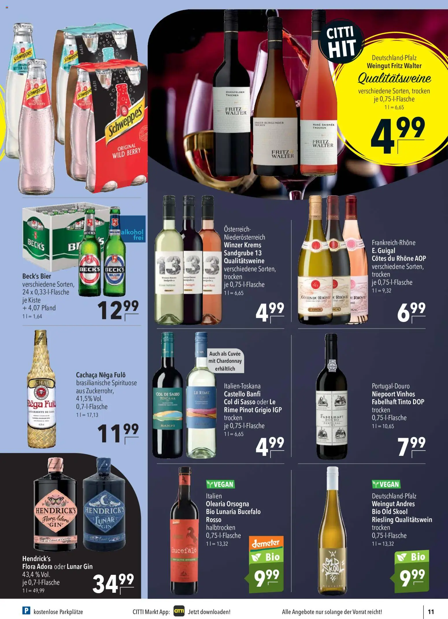 CITTI Markt Prospekt – gültig ab 10.06.2026 | Seite: 11 | Produkte: Bier, Schweppes, Gin