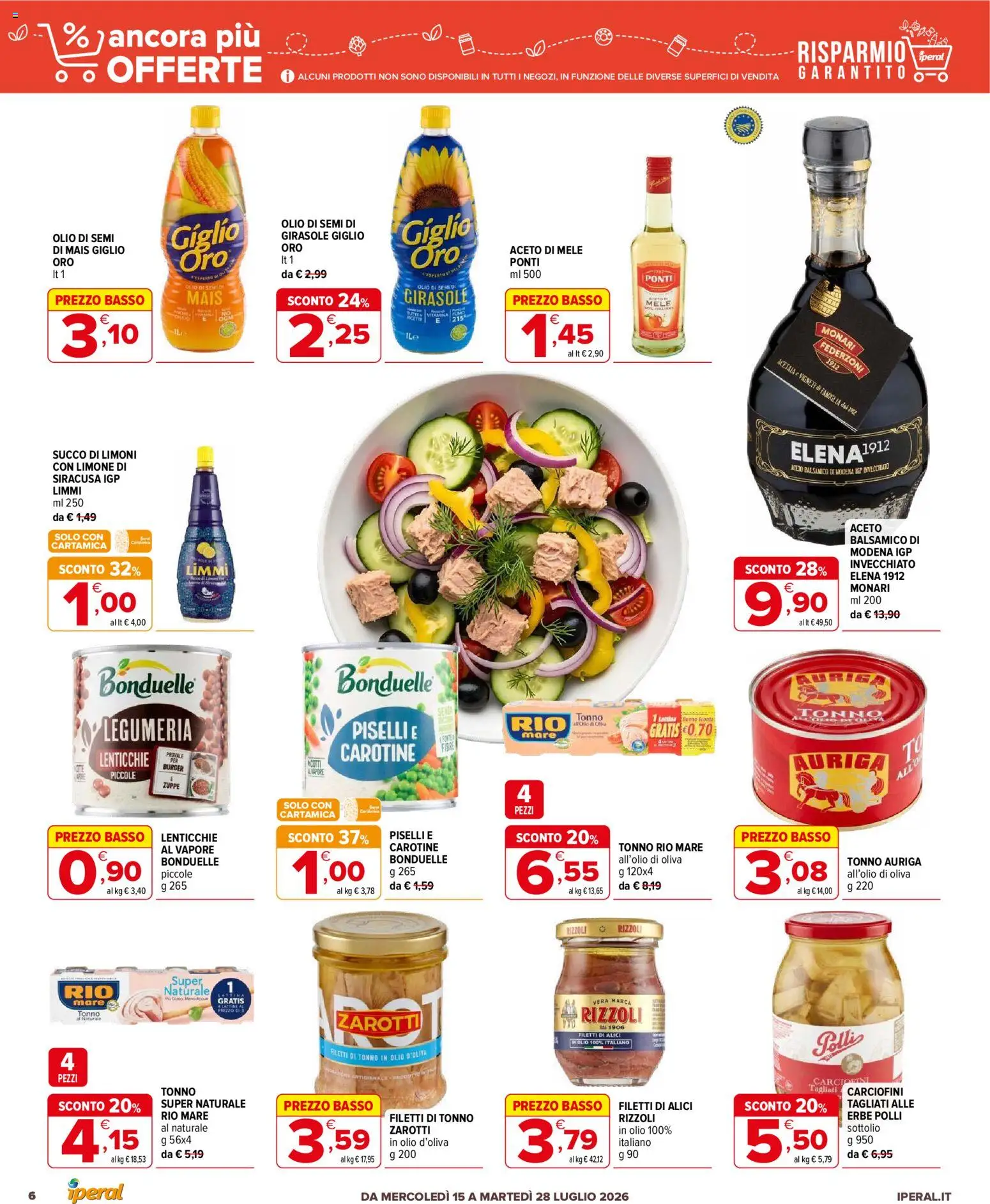 Volantino Iperal del 15/07/2026 | Pagina: 6 | Prodotti: Mele, Olio, Piselli, Alici