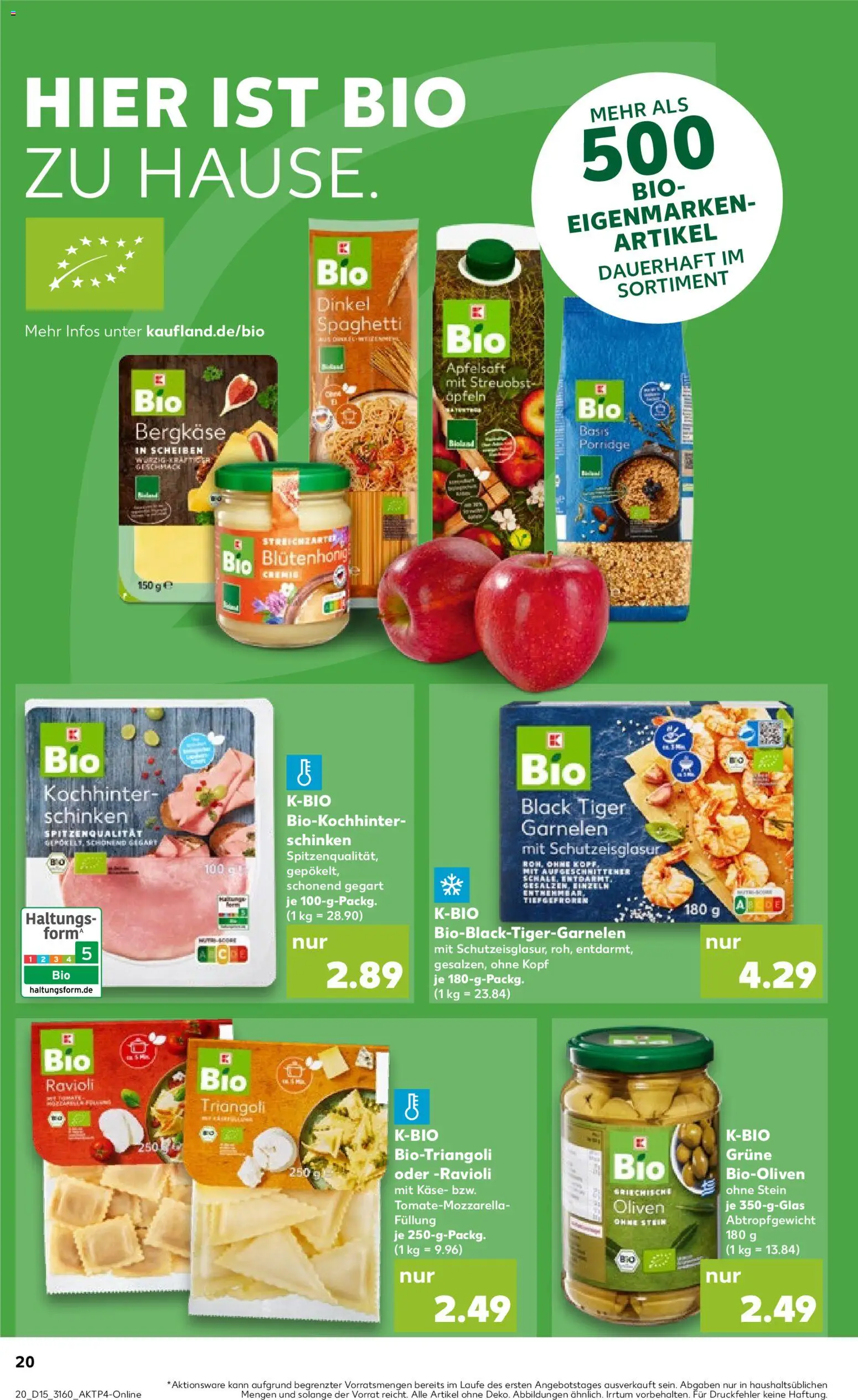 Kaufland Prospekt – gültig ab 09.04.2026 | Seite: 20 | Produkte: Käse, Garnelen, Schinken, Tiger garnelen