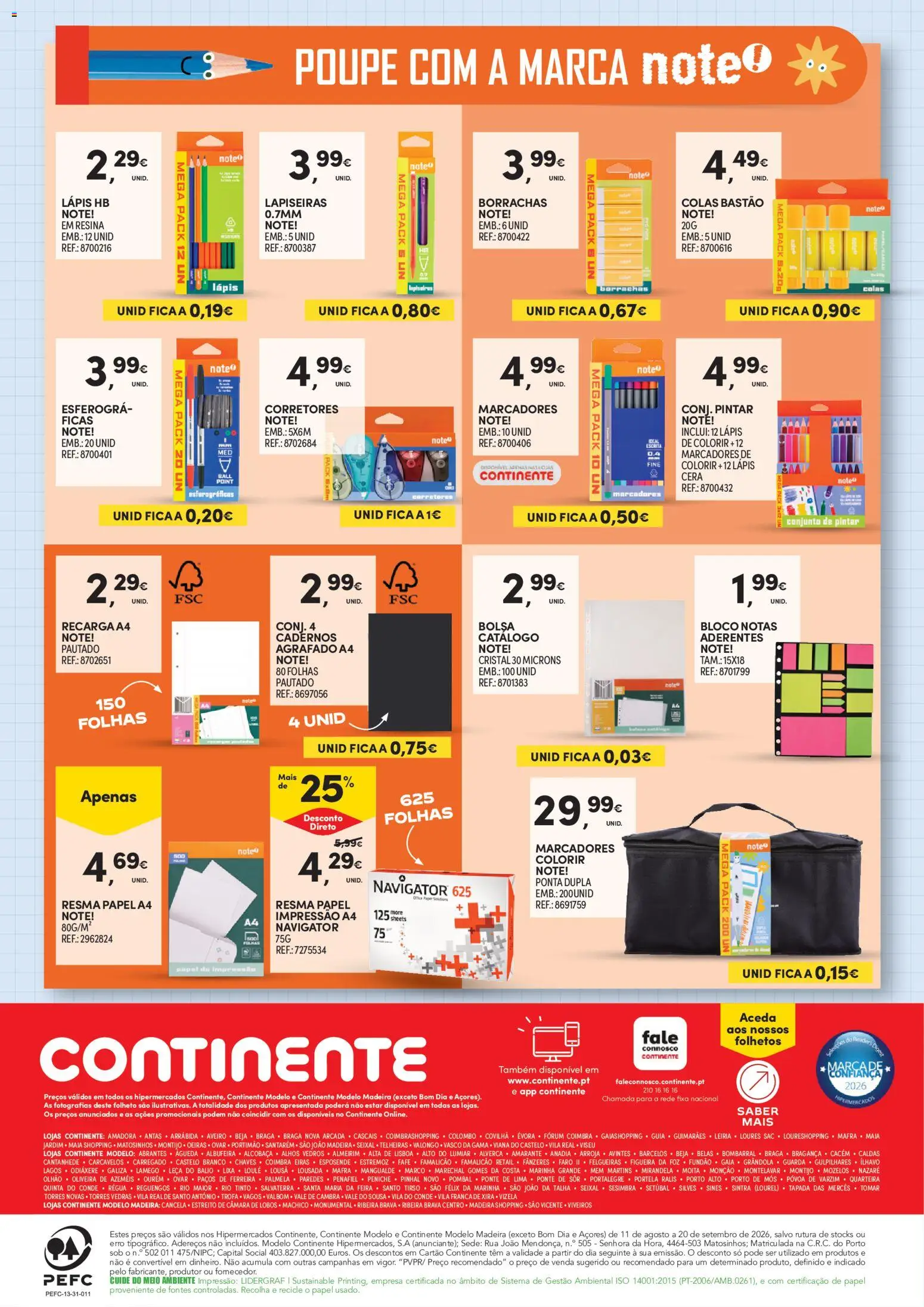 Continente Regresso às Aulas Na escola de toda a gente │ válido de 11/08/2026 | Página: 60 | Produtos: Bolsa, Cadernos, Cera