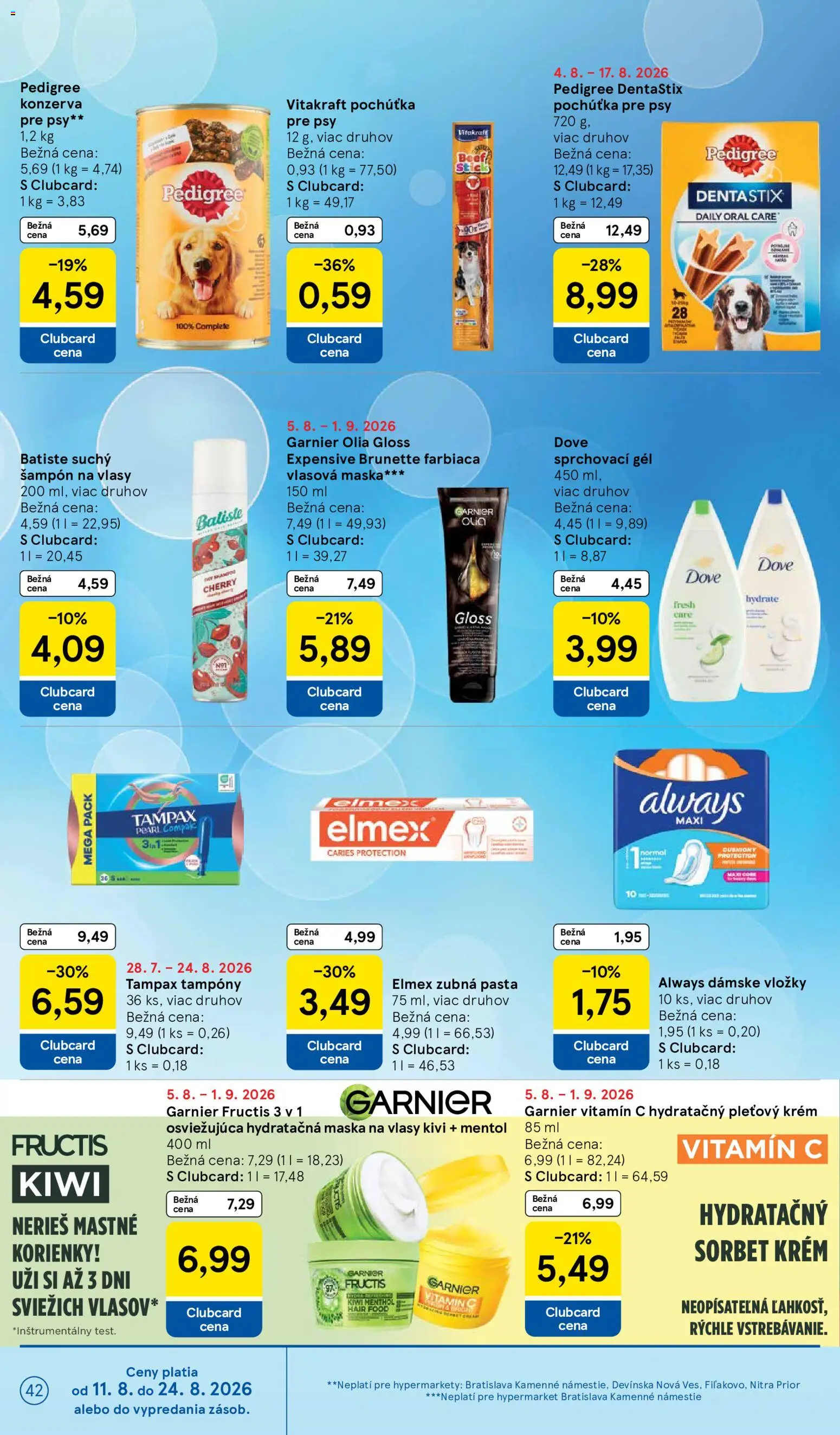Nové Tesco akcie – leták je platný od 12.08.2026 | Strana: 42 | Produkty: Maska na vlasy, Maska, Krém, Kivi