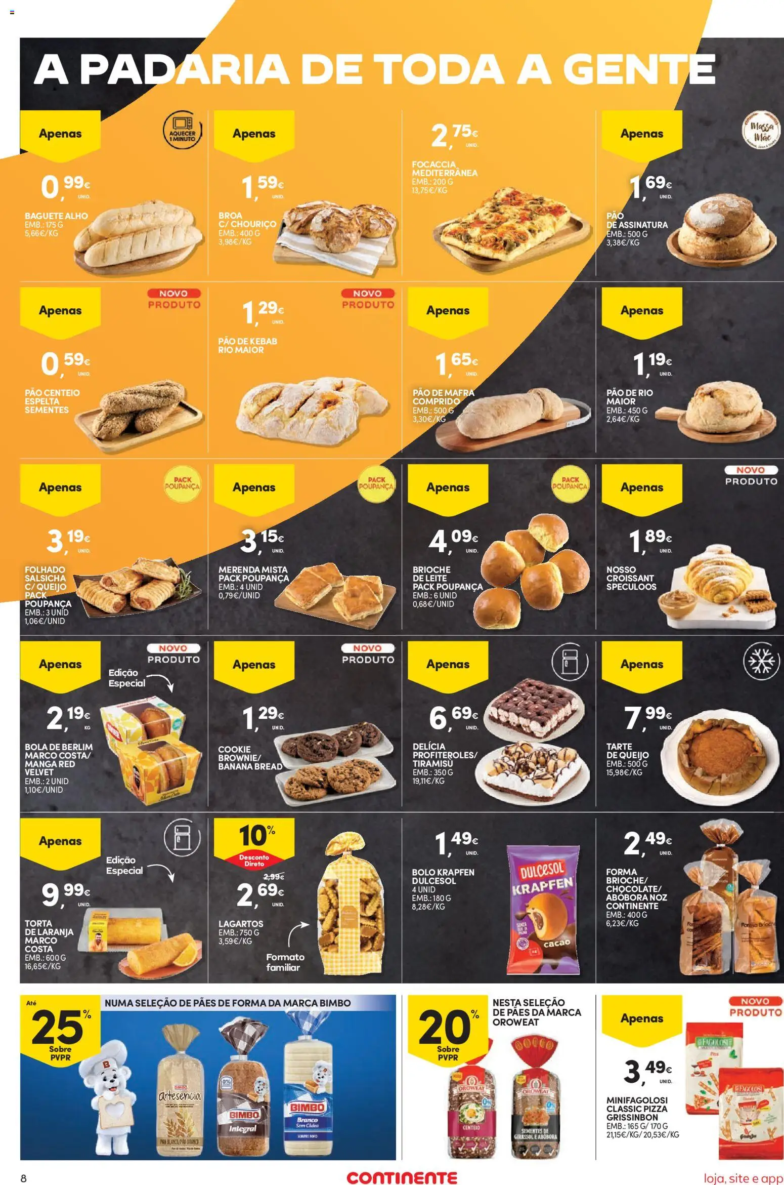 Continente Semanal Continente Bom Dia │ válido de 07/07/2026 | Página: 10 | Produtos: Padaria, Bolo, Salsicha, Tarte