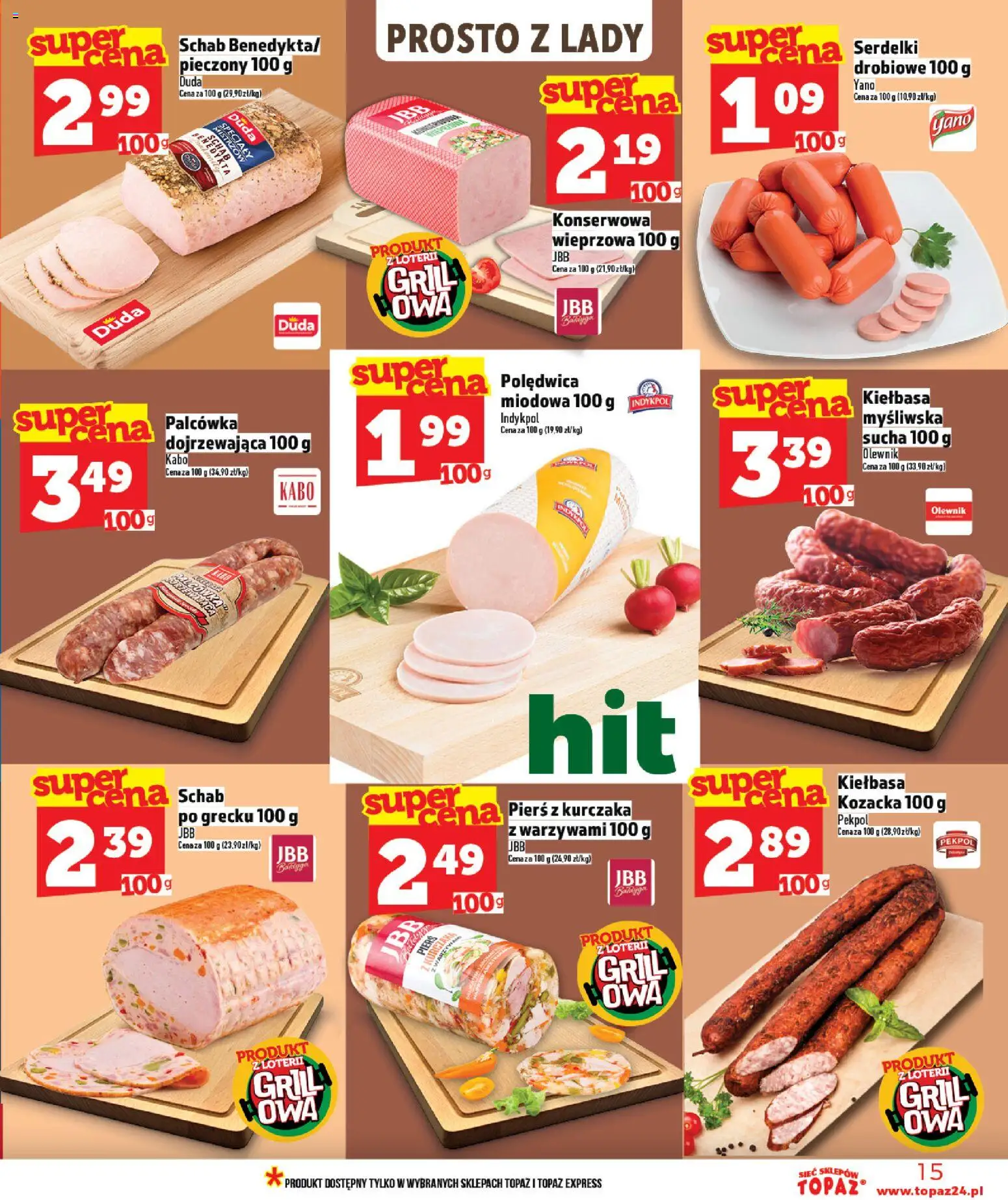 Topaz gazetka - MAZ od 30.04.2026 | Strona: 15 | Produkty: Pierś z kurczaka, Schab, Grill, Myśliwska