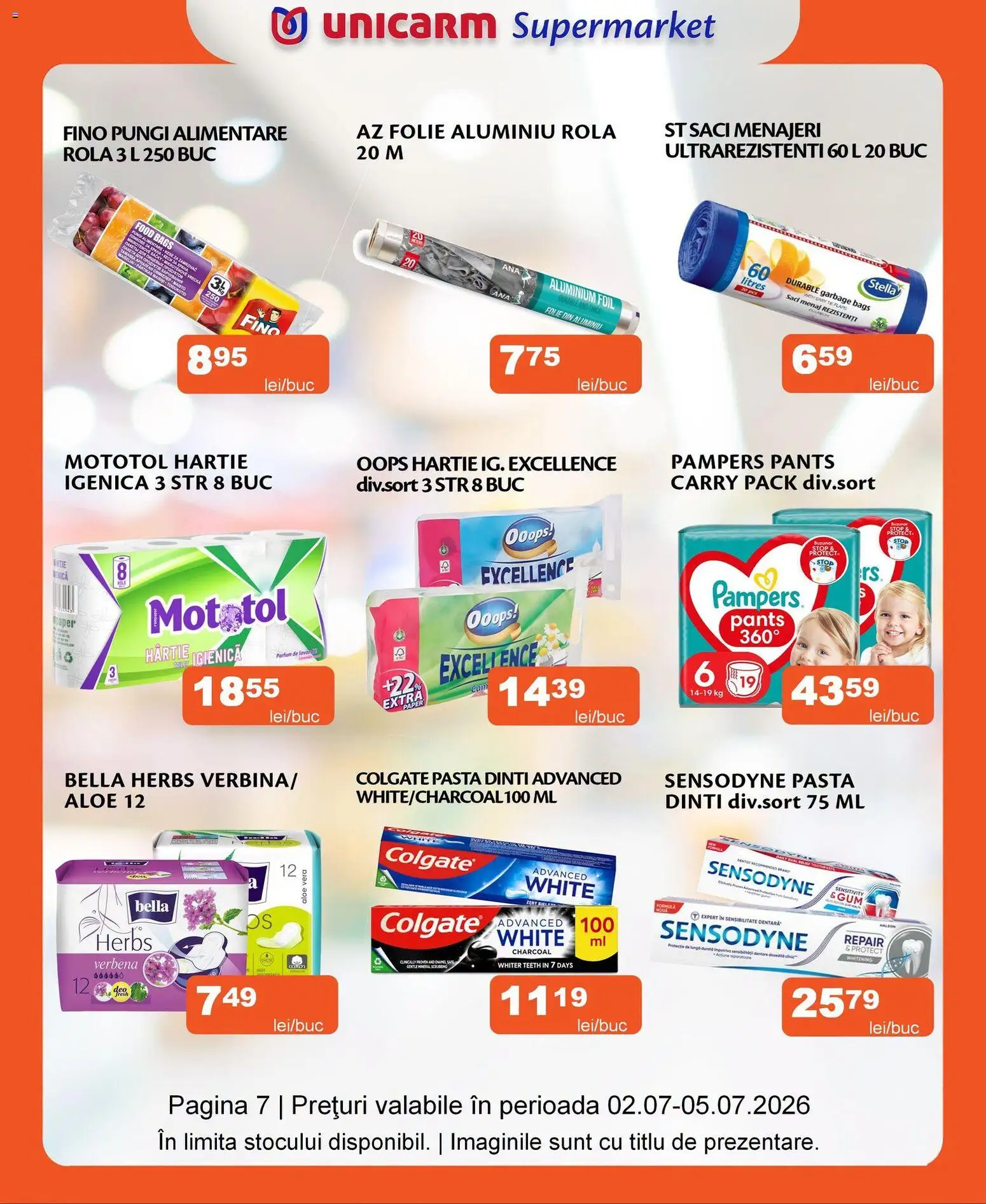 Noul catalog Unicarm – valabil de la 02.07.2026 | Pagină: 7 | Produse: Aloe vera, Saci menajeri, Parfum
