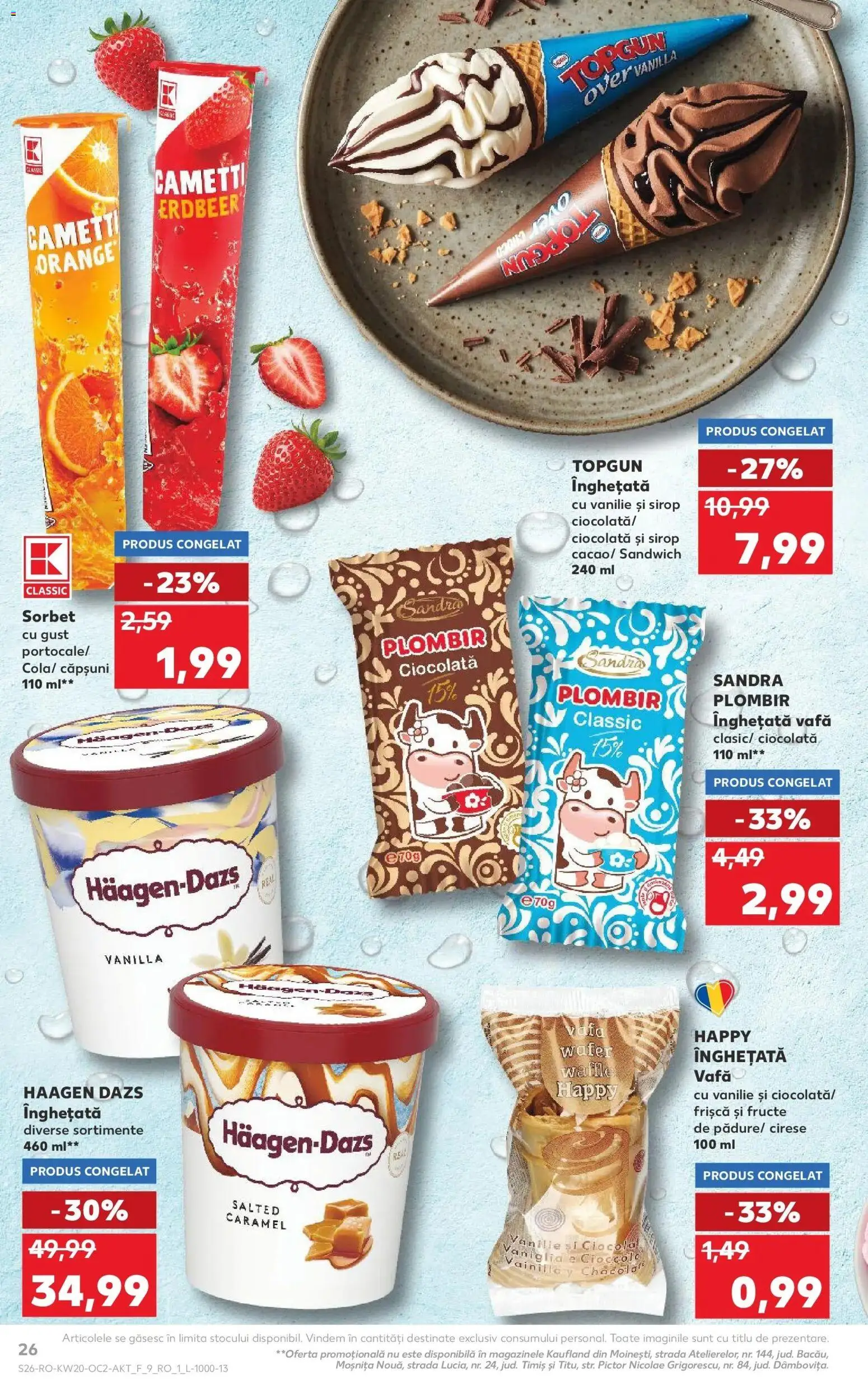 Noul catalog Kaufland – valabil de la 13.05.2026 | Pagină: 26 | Produse: Frișcă, Căpșuni, Cireșe, Înghețată