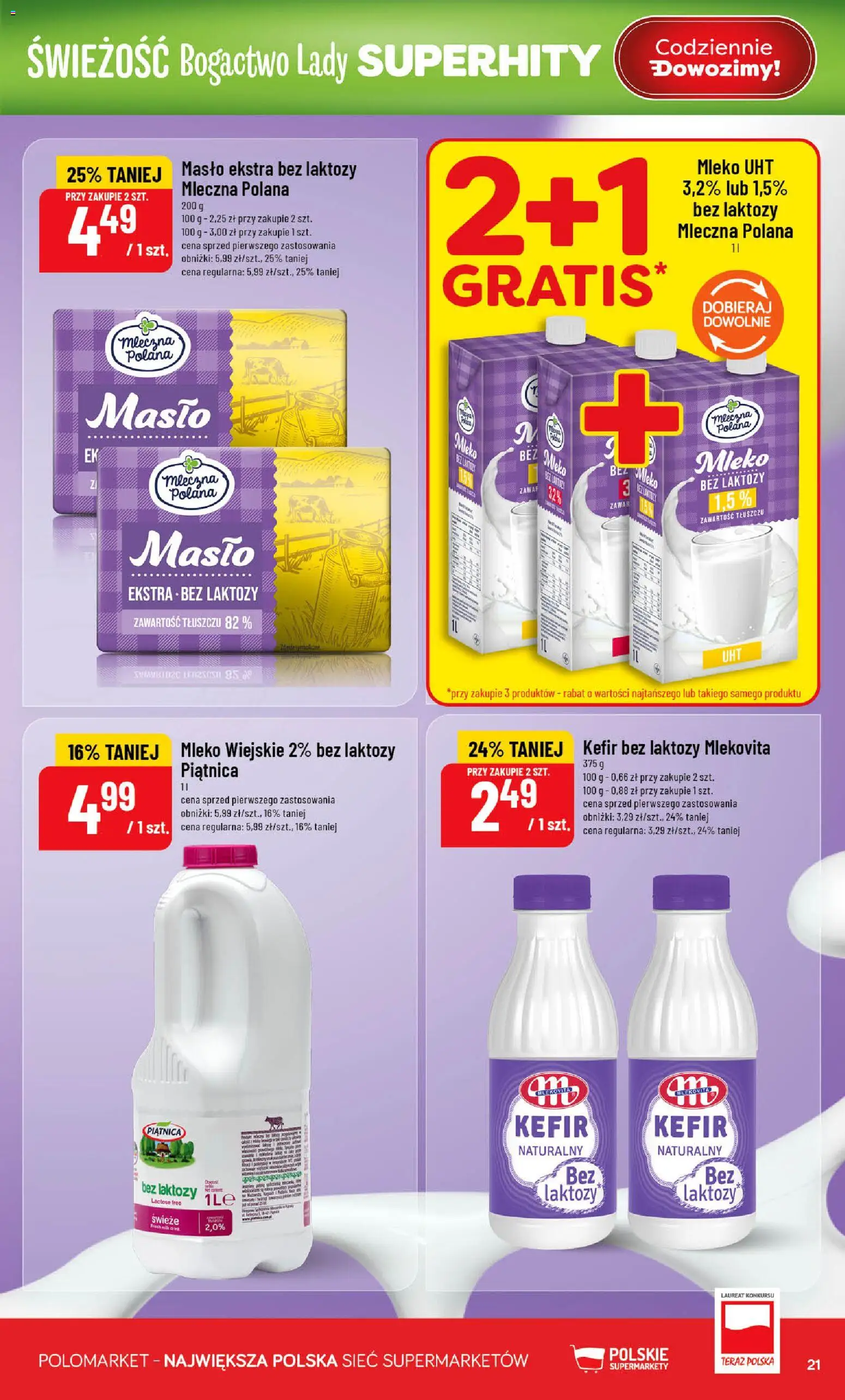 POLOmarket gazetka od 13.05.2026 | Strona: 21 | Produkty: Bez laktozy, Kefir, Kefir bez laktozy, Mleko