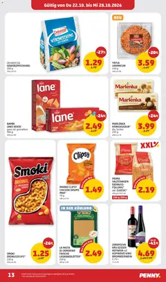 Penny Markt Flugblatt ab 22.10.2026 gültig | Seite: 13 | Produkte: Pasta, Gemüse, Rotwein, Salzstangen