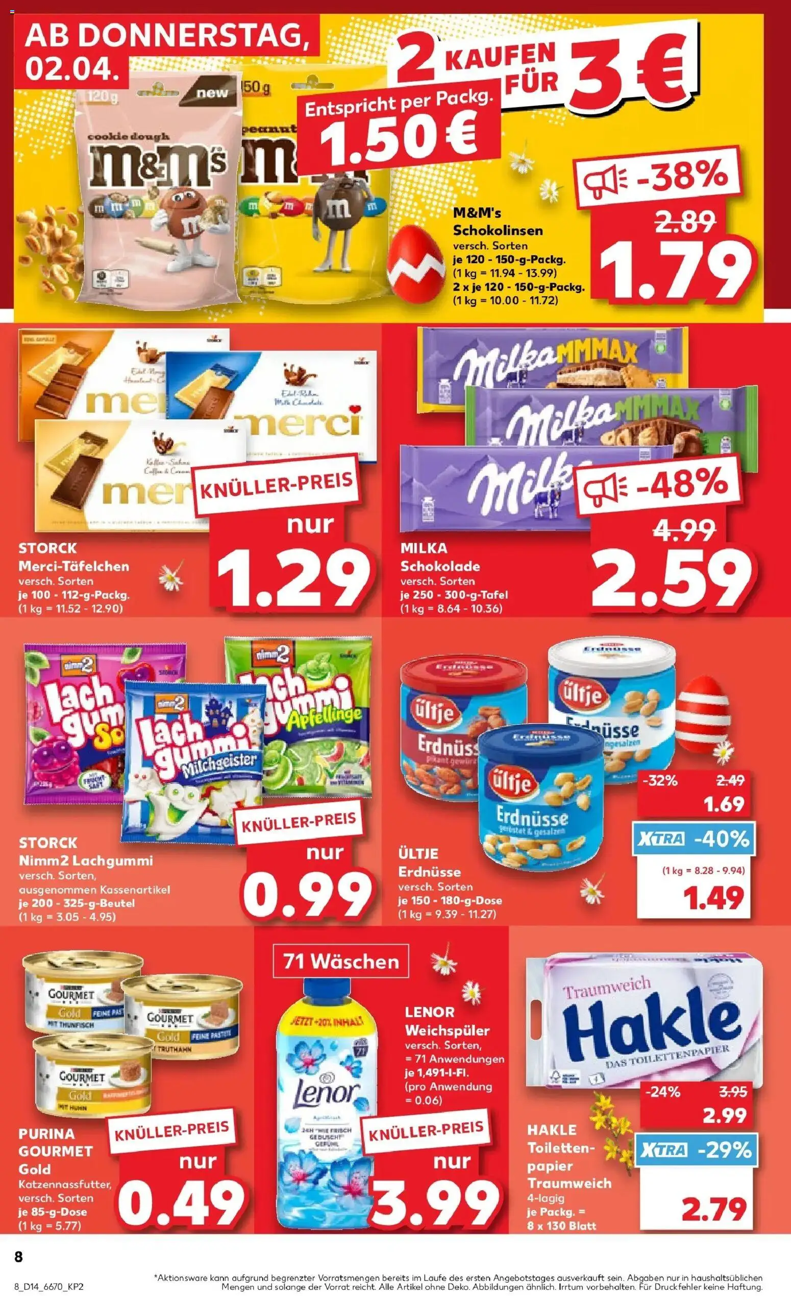 Kaufland Prospekt Bergkamen	 – gültig ab 02.04.2026 | Seite: 8 | Produkte: Lenor, Merci, Ultje erdnusse, Weichspüler