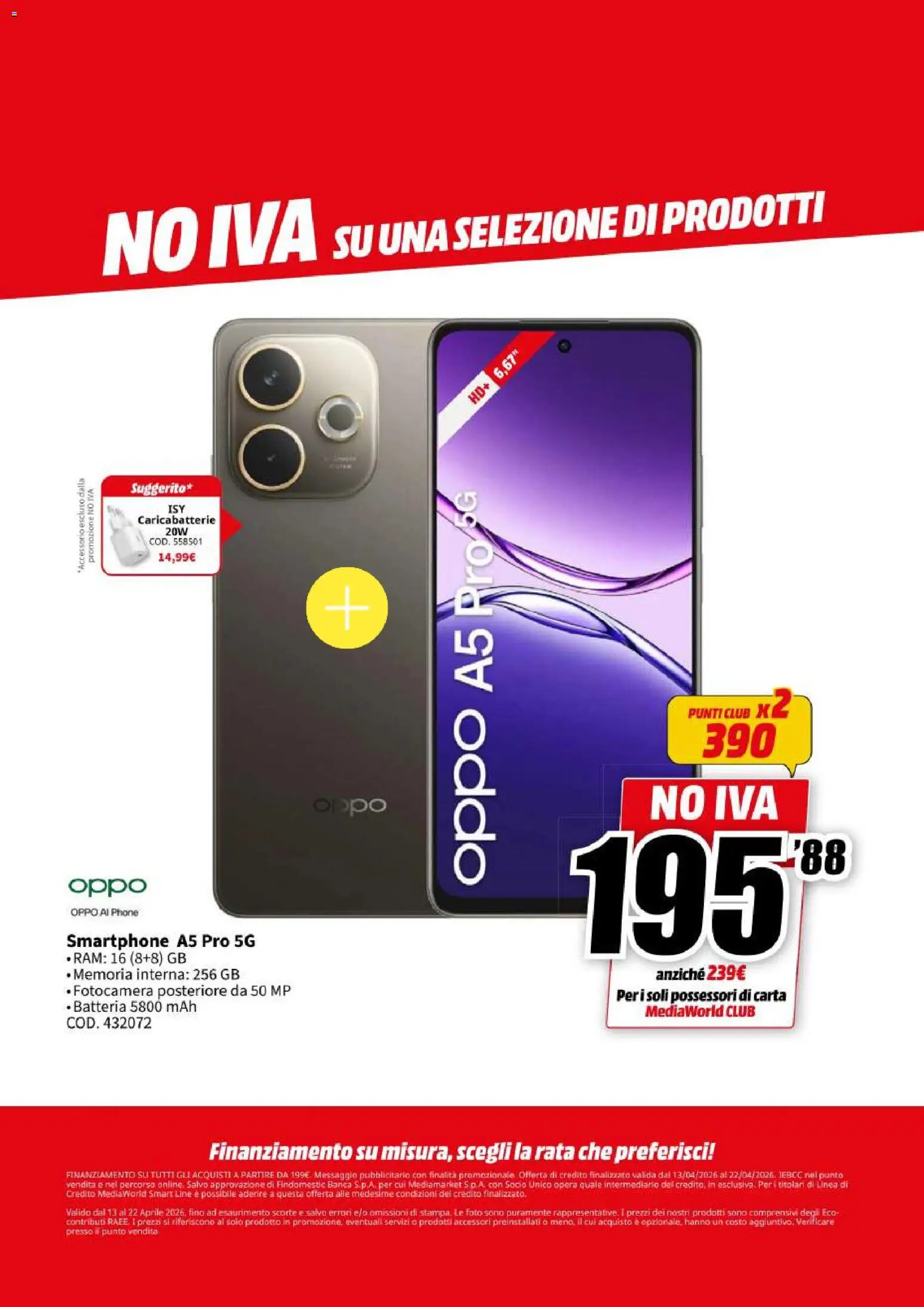 Volantino Media World del 13.04.2026 | Pagina: 14 | Prodotti: Smartphone, Fotocamera, Batteria, Caricabatterie