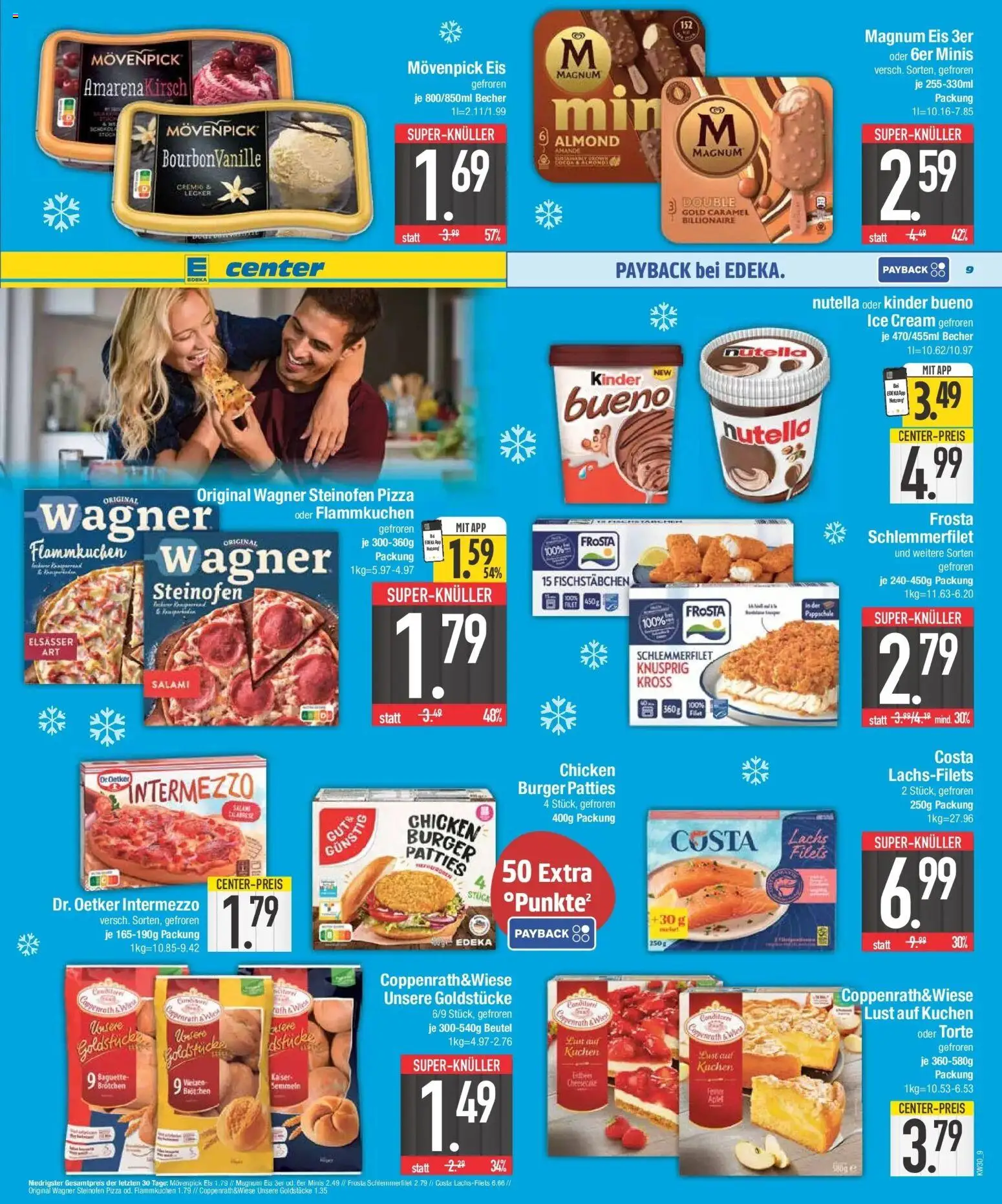 E center Prospekt Neustadt – gültig ab 20.07.2026 | Seite: 9 | Produkte: Baguette, Fischstabchen, Salami, Eis