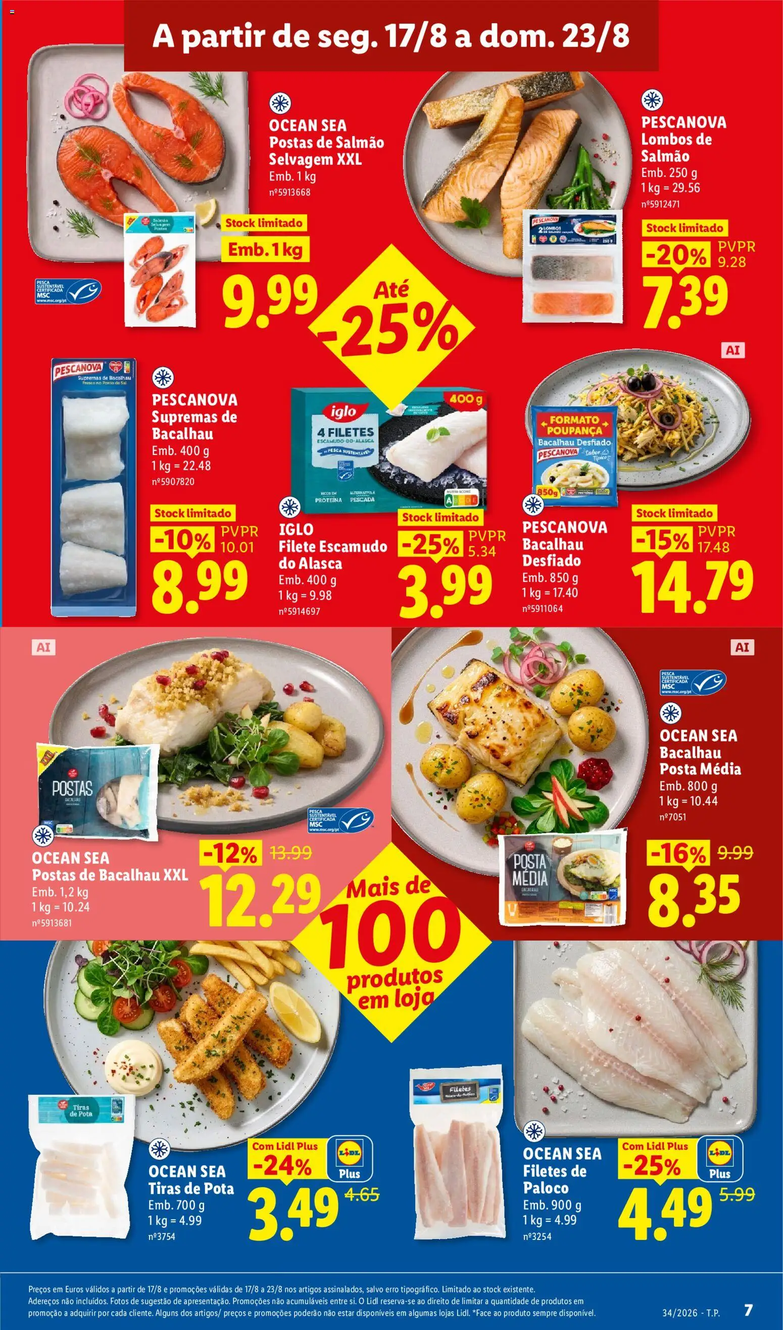 Lidl folheto │ válido de 17/08/2026 | Página: 7 | Produtos: Frisco, Pescada, Salmão, Proteina