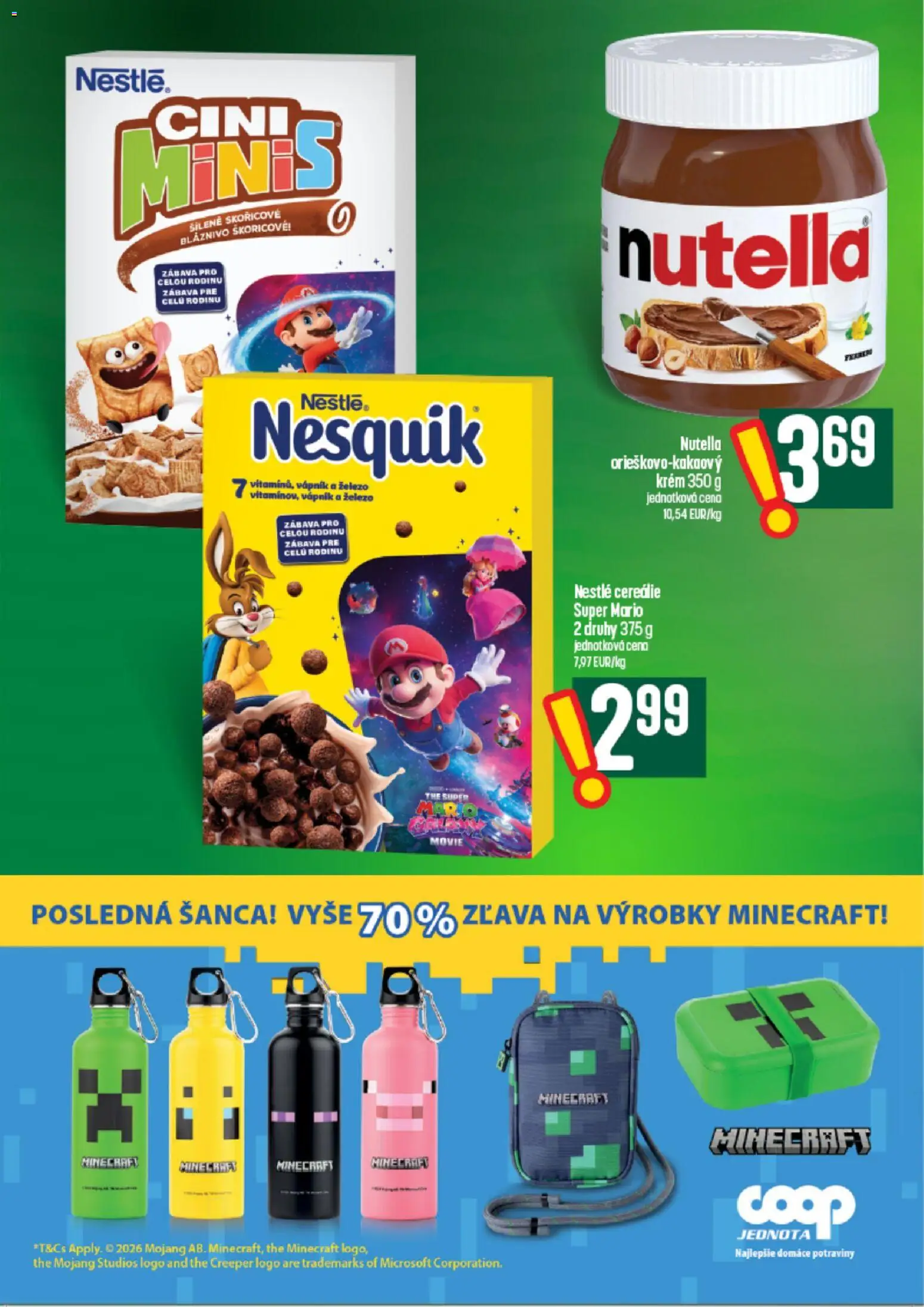 Nové COOP Jednota akcie – leták je platný od 26.08.2026 | Strana: 44 | Produkty: Cereálie, Krém, Nesquik, Nutella