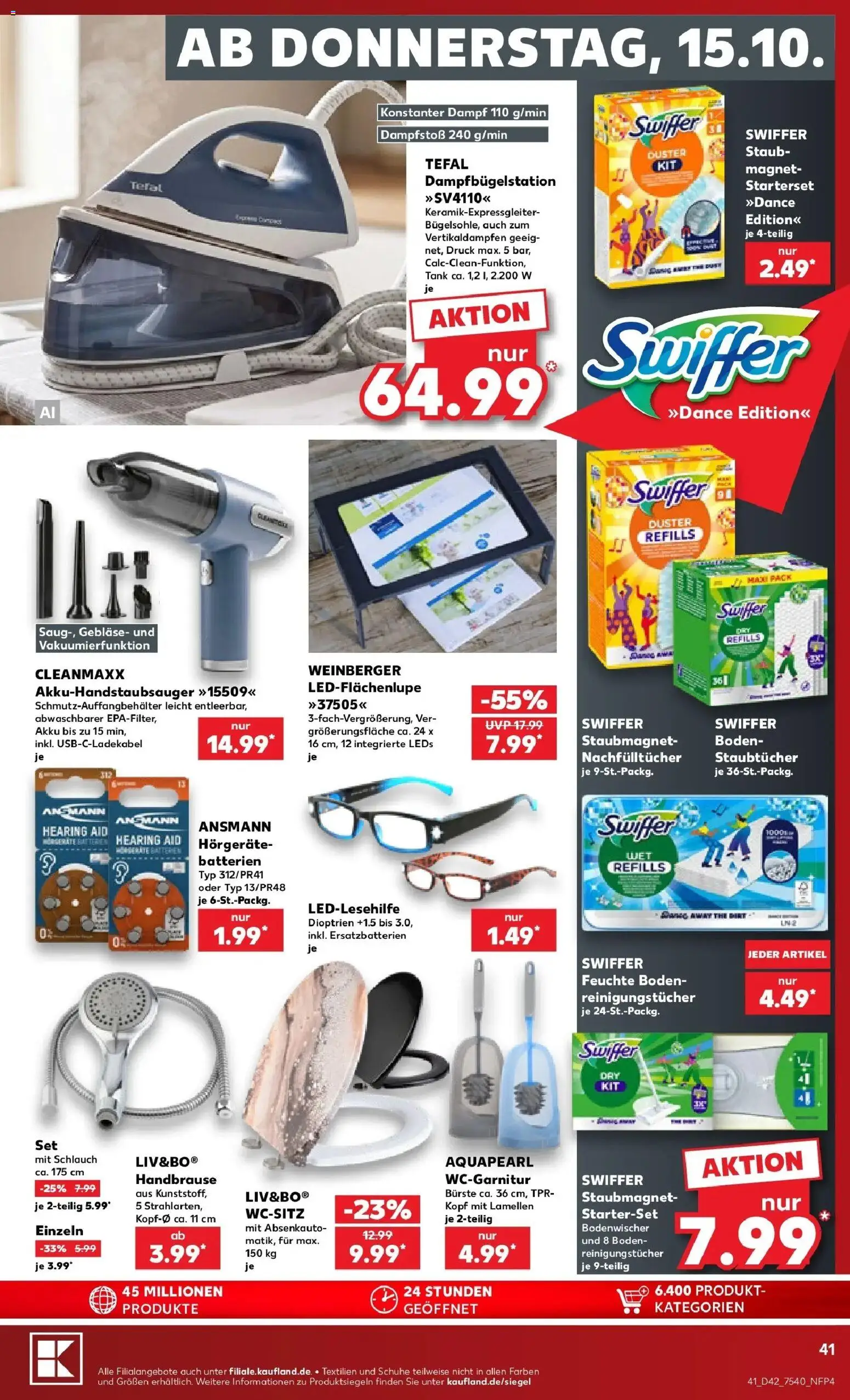 Prospekt Kaufland ab 12.10.2026 » Angebote Online zum Blättern | Seite: 45 | Produkte: Batterien, Bürste, Reinigungstücher, Swiffer