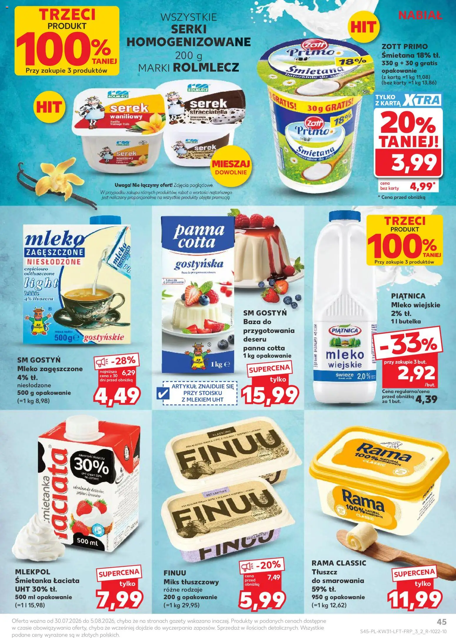 Kaufland gazetka od 30.07.2026 | Strona: 45 | Produkty: Karta, Serek homogenizowany, Rama, Piątnica
