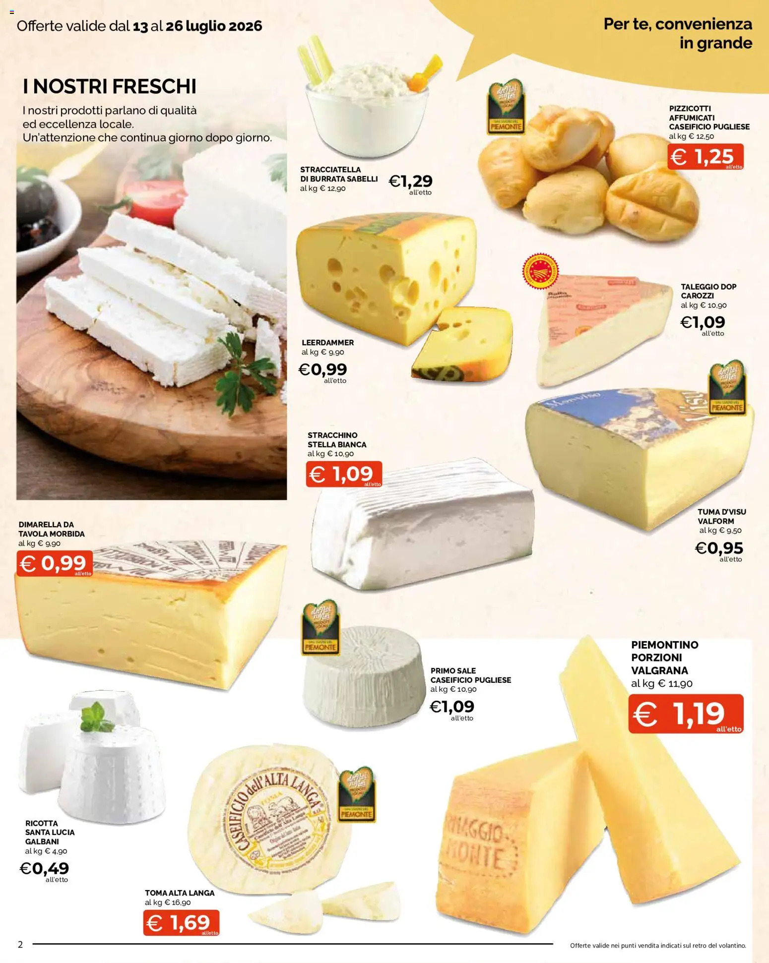 Volantino Mercatò del 13/07/2026 | Pagina: 2 | Prodotti: Sale, Stracchino, Ricotta, Stracciatella