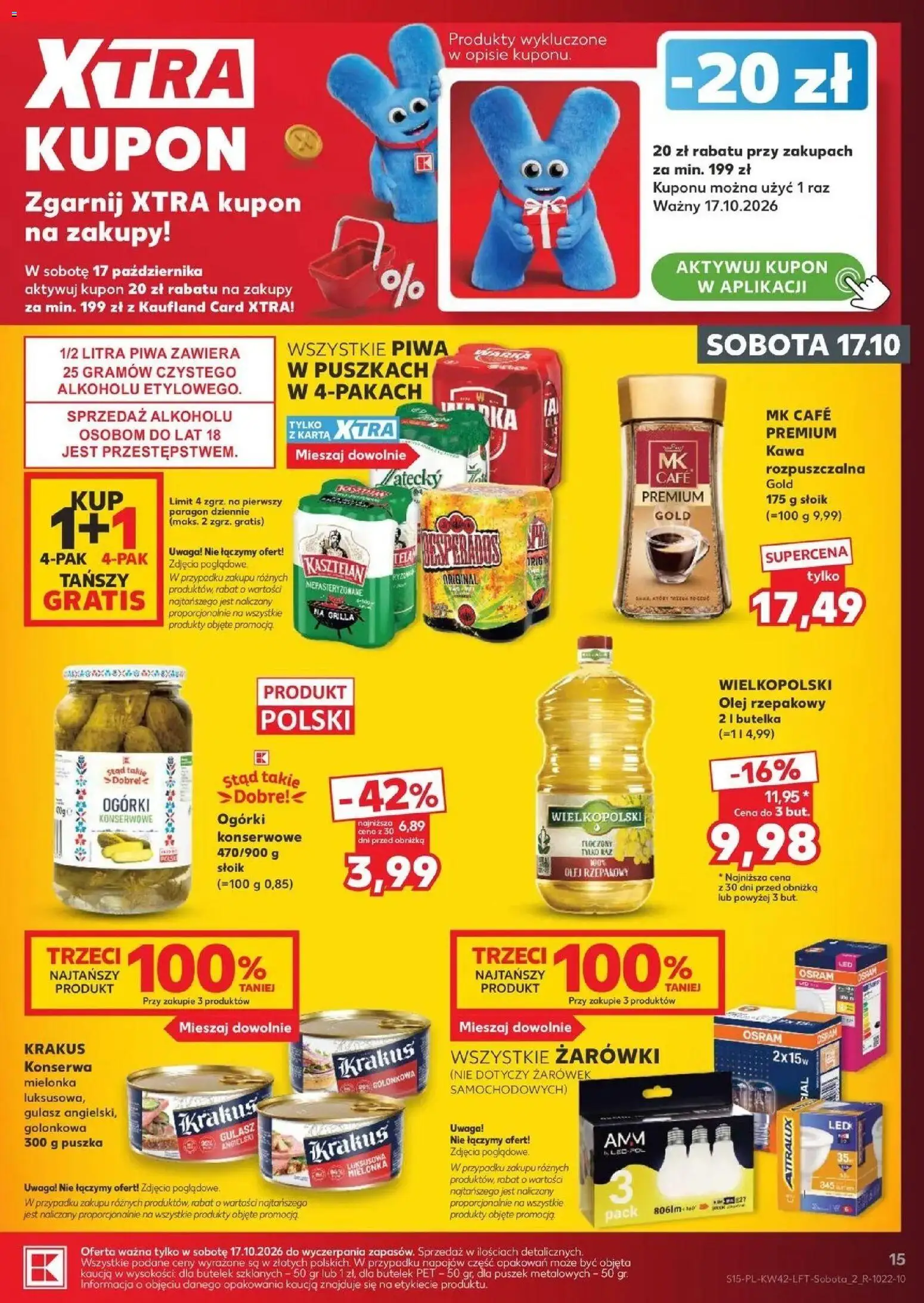 Kaufland aktualna gazetka od 15.10.2026 - od jutra PDF | Strona: 15 | Produkty: Golonka, Olej rzepakowy, Ogórki, Ogórki konserwowe