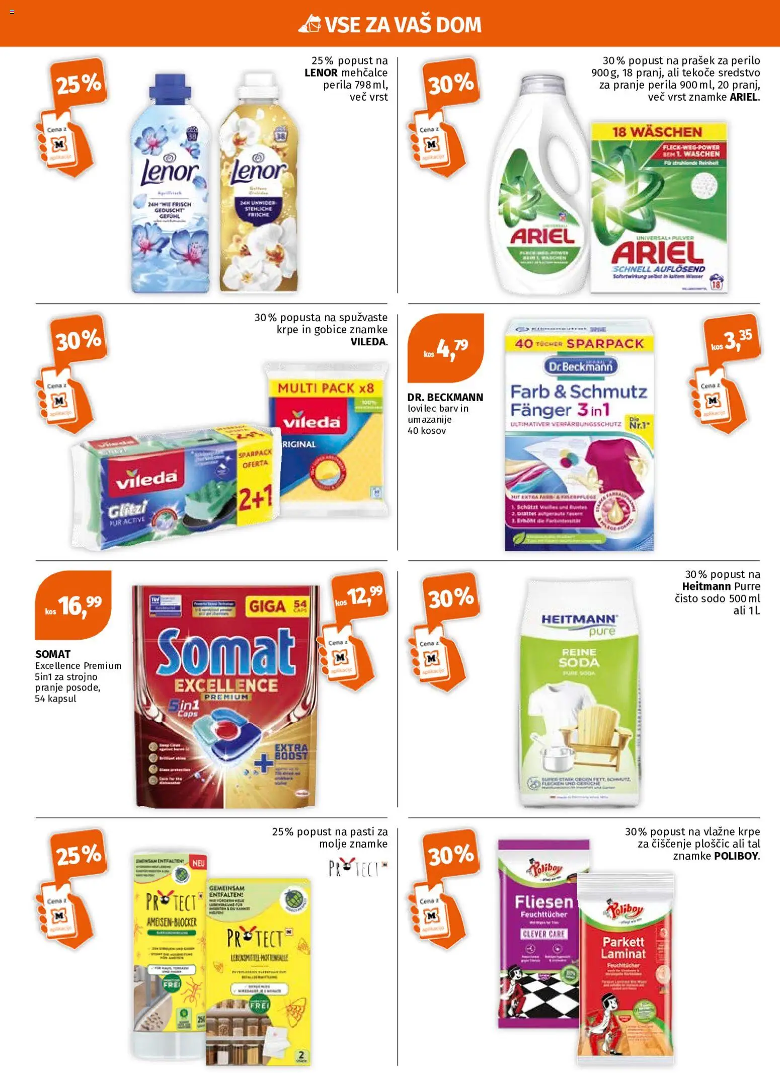 Novi Müller katalog ponudbe – veljaven od 18.05.2026 | Stran: 8 | Izdelki: Prašek, Krpe za ciscenje, Detergent, Gobice
