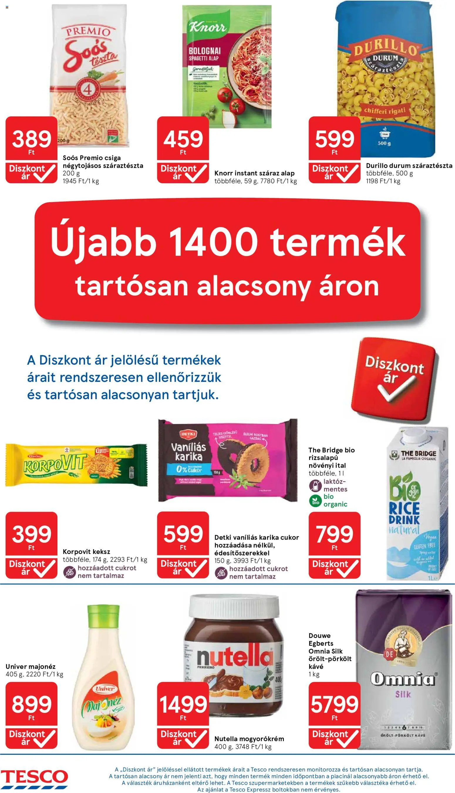 Tesco akciós ujság - amely érvényes a következő dátumtól: 2026.10.29. | Oldal: 4 | Termékek: Omnia, Mogyorókrém, Majonéz, Cukor