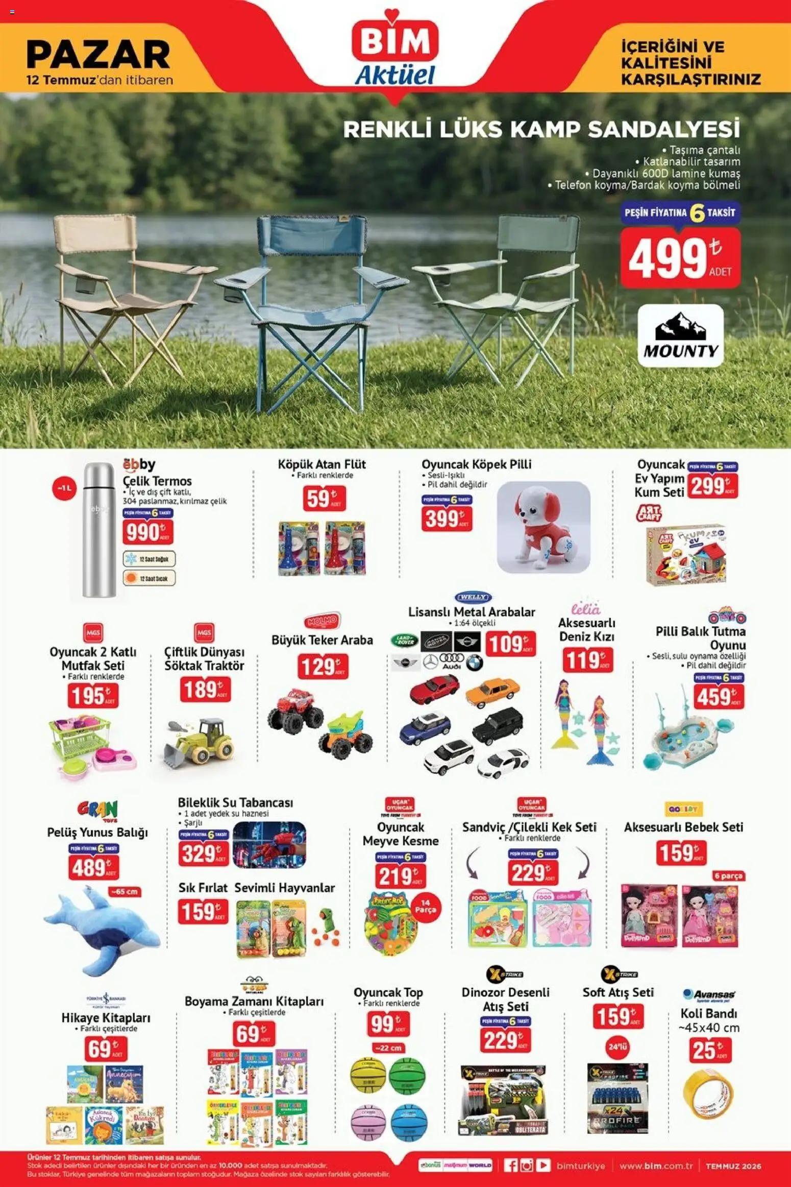 BİM - Katalog Pazar - 12 Temmuz 2026 tarihinden itibaren geçerlidir | Sayfa: 3 | Ürünler: Pil, Su, Telefon, Saat