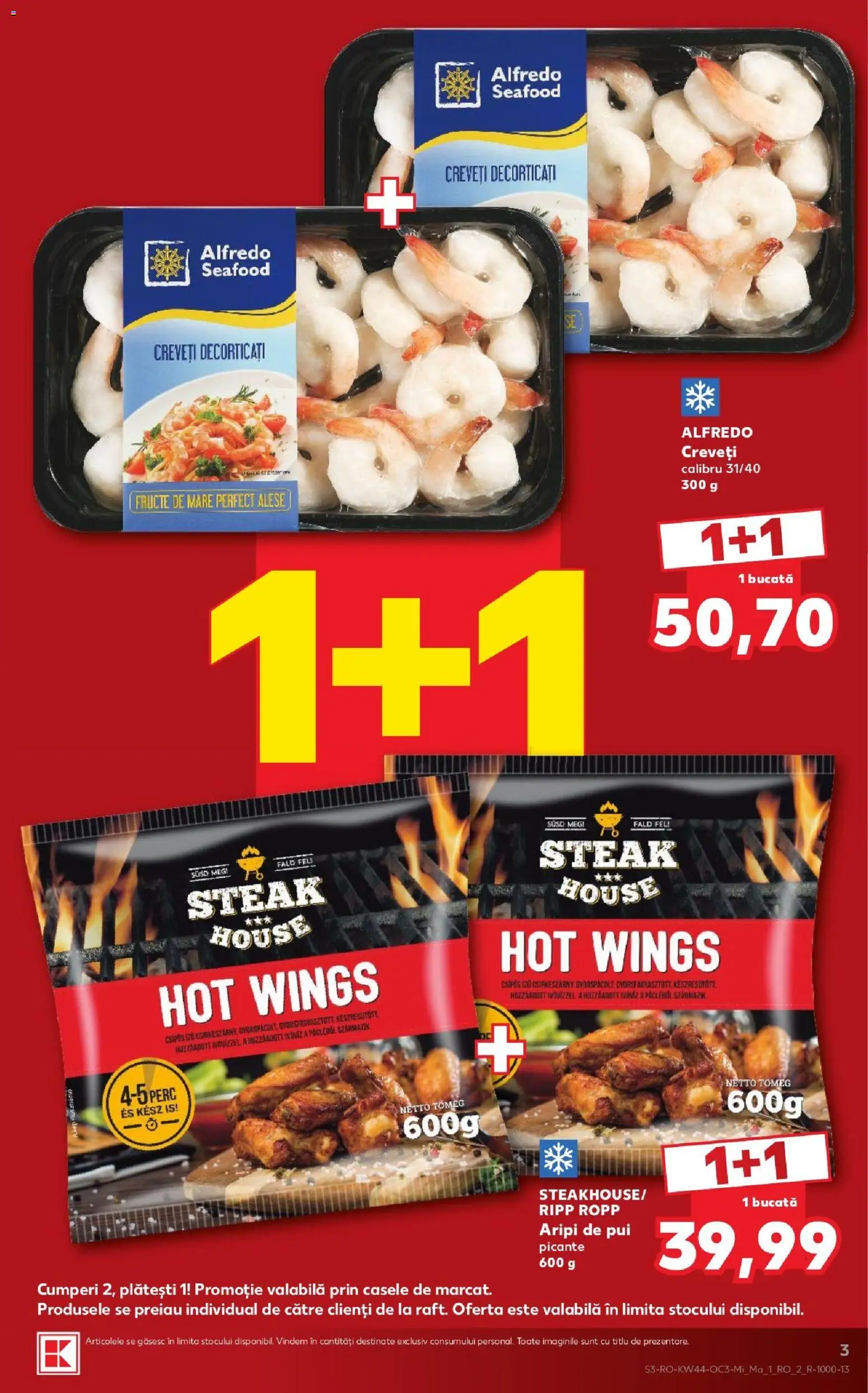Kaufland RO akciós ujság - amely érvényes a következő dátumtól: 2026.10.28. | Oldal: 3 | Termékek: Seafood, Steak