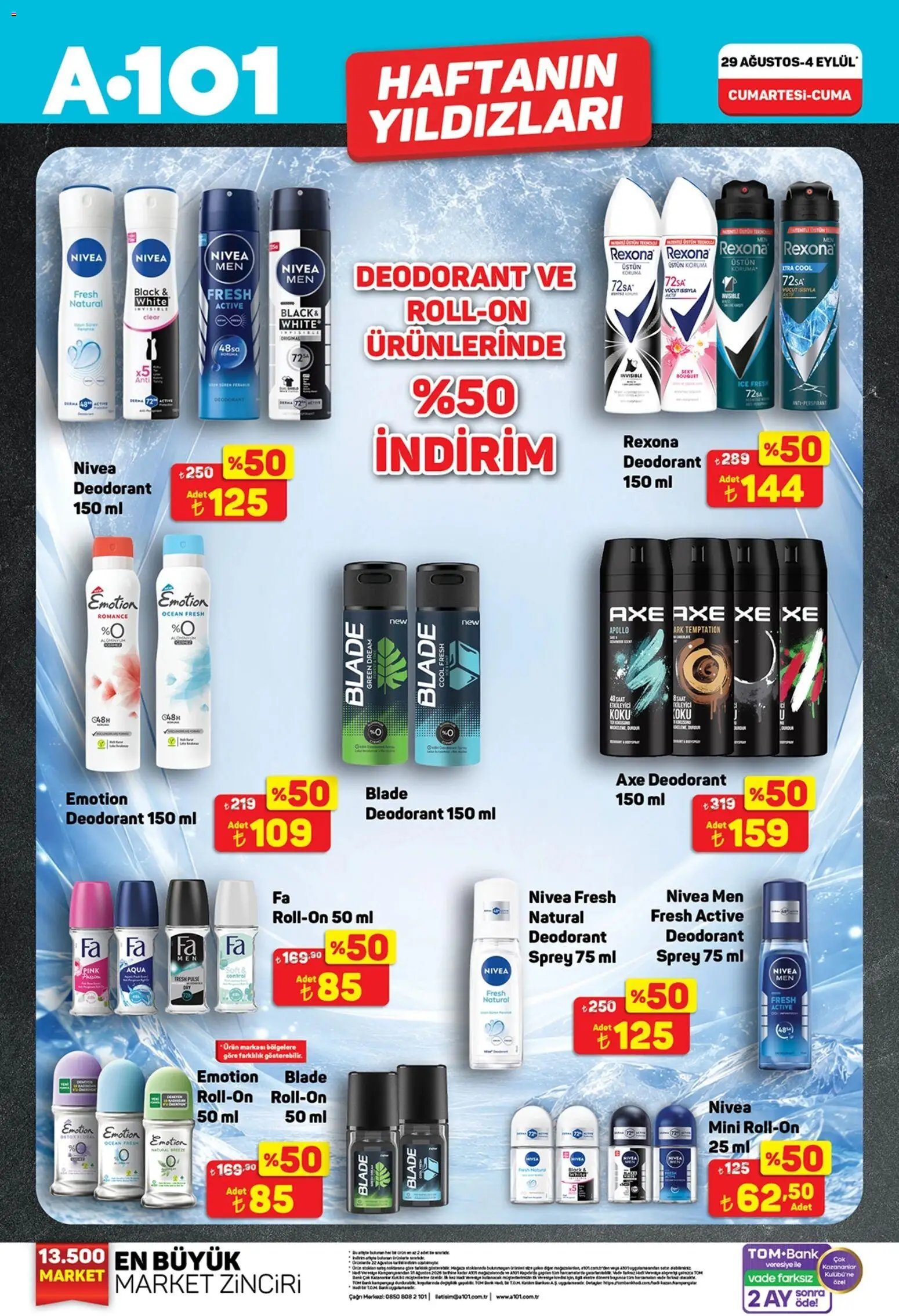 A101 Katalog - 29 Ağustos 2026 tarihinden itibaren geçerlidir | Sayfa: 5 | Ürünler: Deodorant, Antiperspirant, Koku