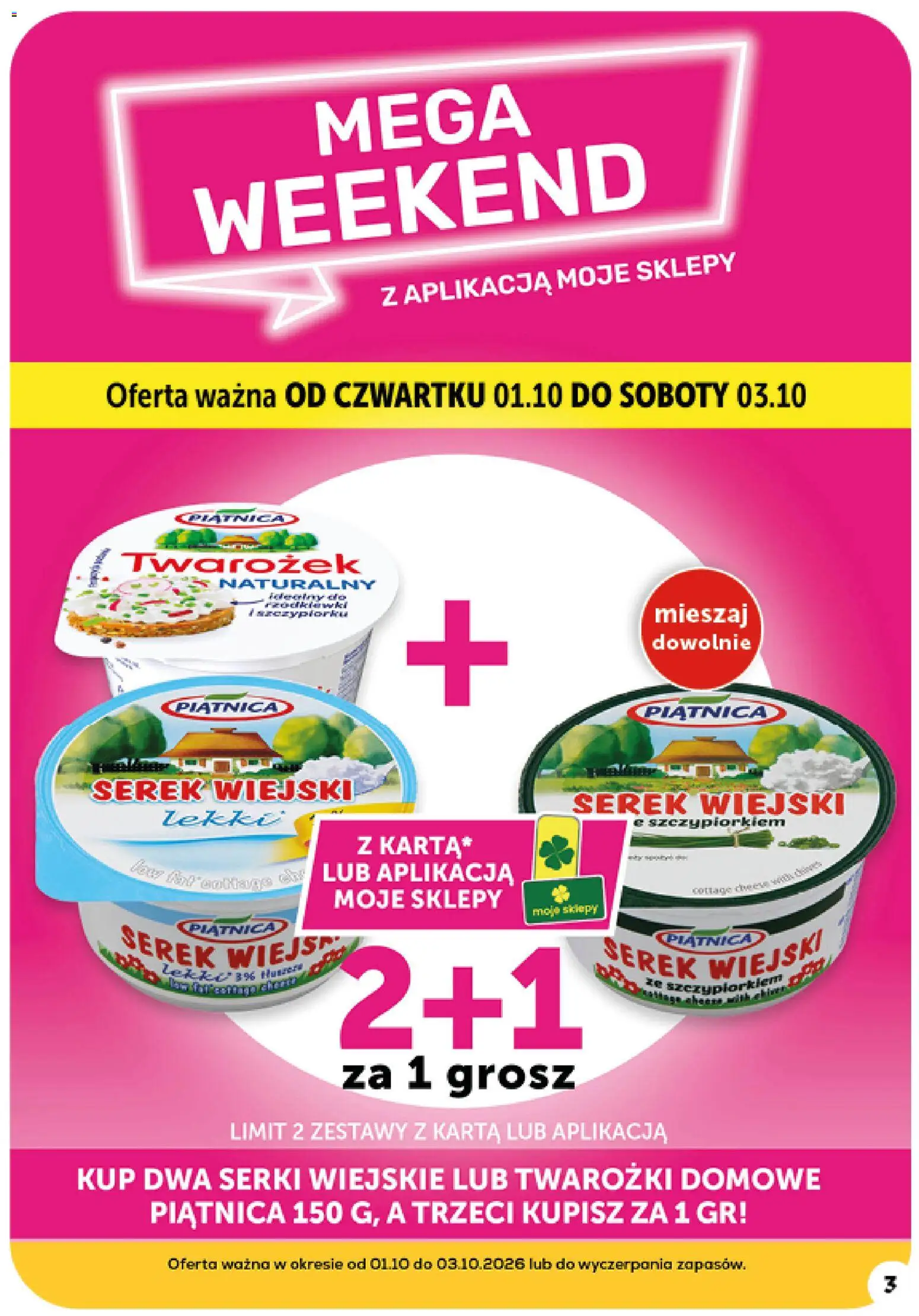 Euro Sklep gazetka - Market od 01.10.2026 | Strona: 3 | Produkty: Karta, Piątnica, Twarożek, Serek wiejski lekki