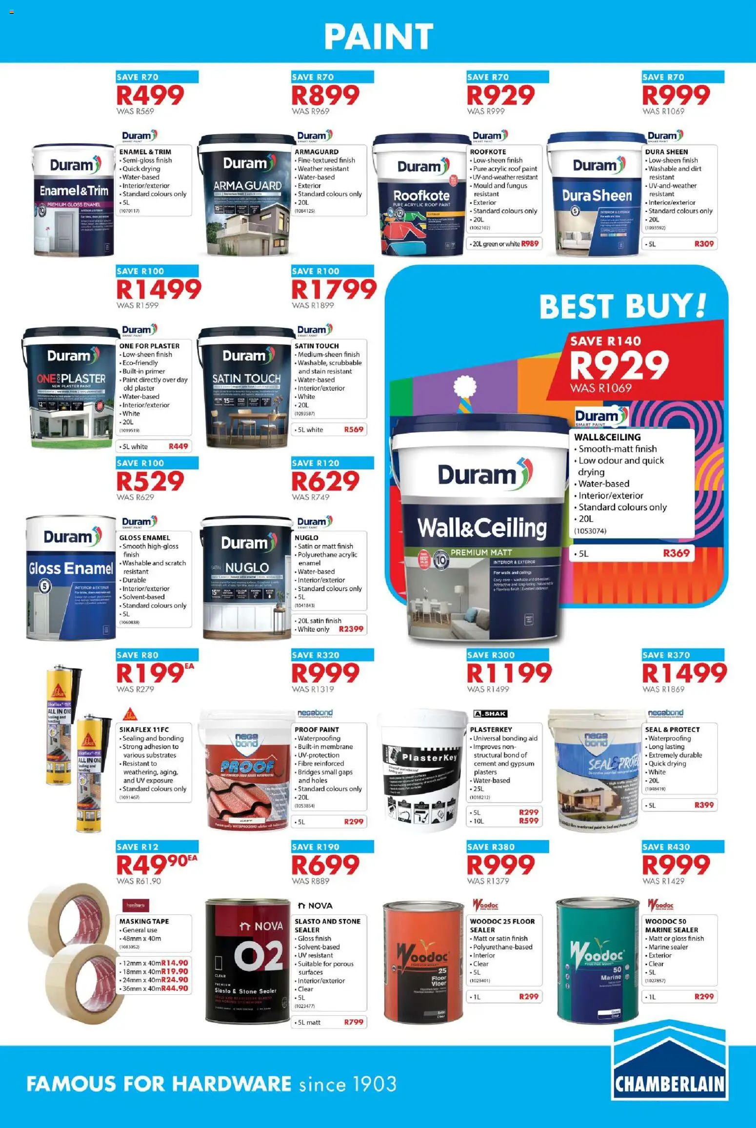New Chamberlain catalogue – valid from 21.05.2026 | Page: 5 | Products: Gloss, Plaster, Enamel, Tape
