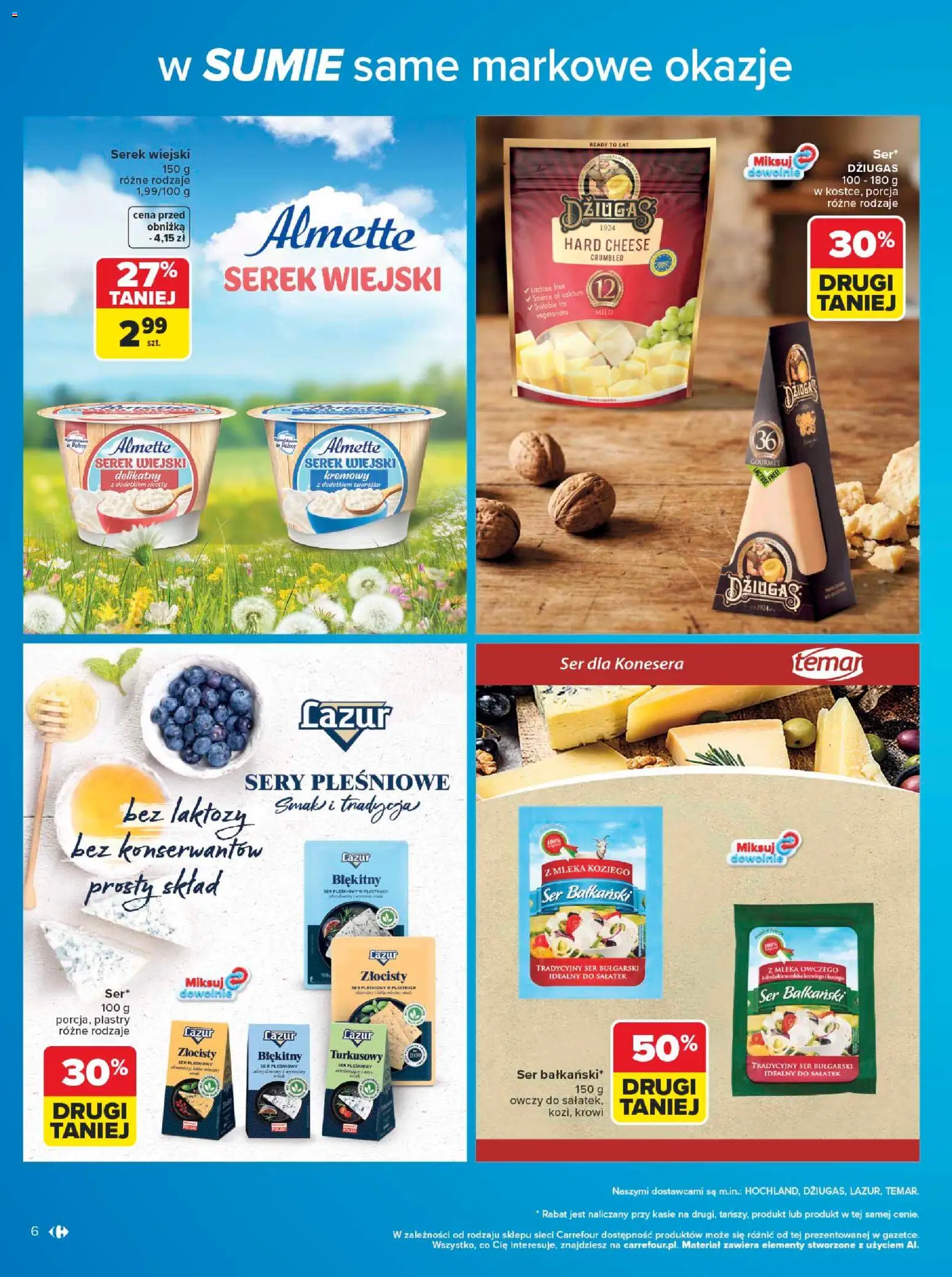 Carrefour gazetka - W sumie same markowe okazje od 08.06.2026 | Strona: 6 | Produkty: Bez laktozy, Serek, Mleka, Ser