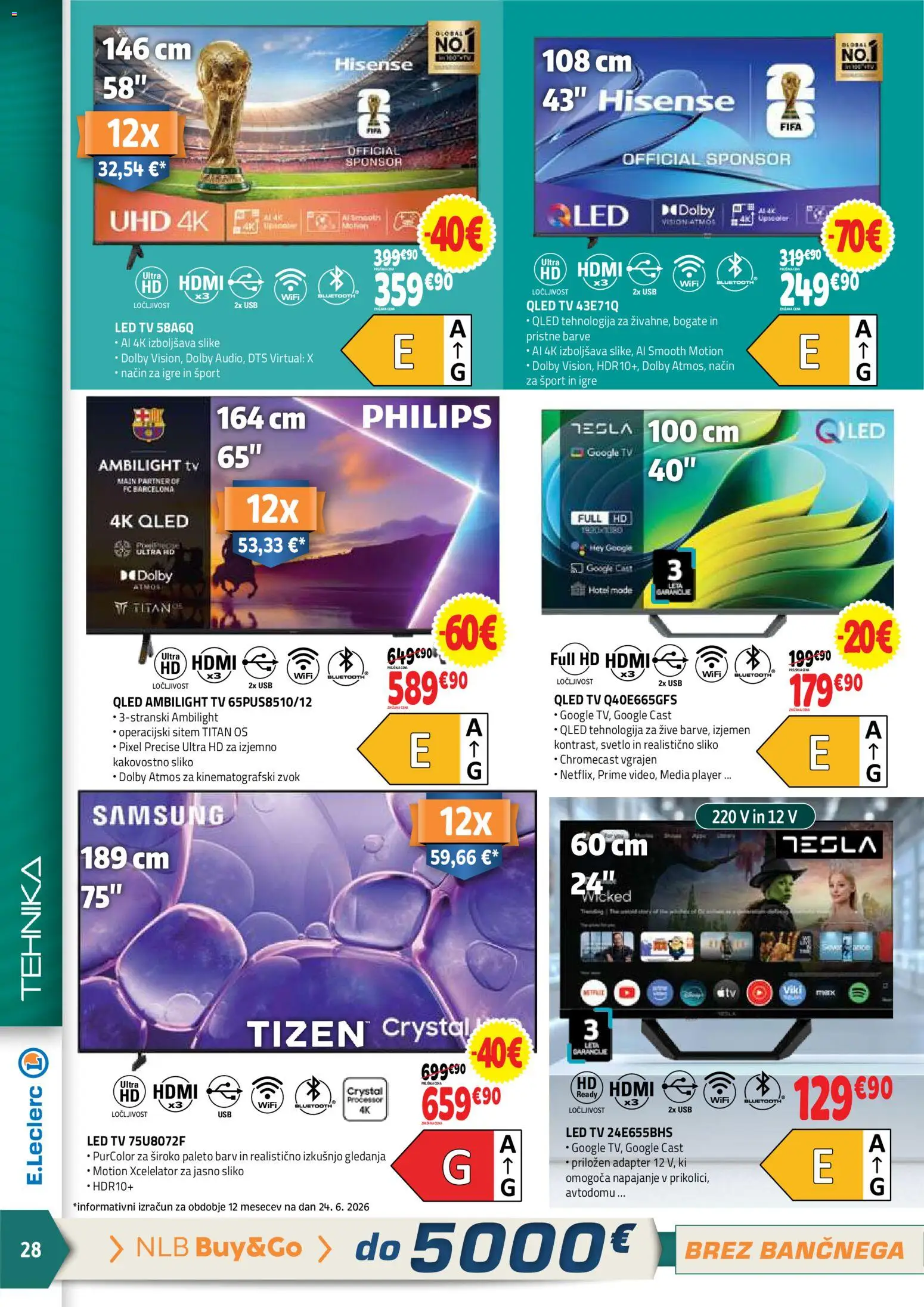 Novi E.leclerc katalog ponudbe – veljaven od 08.07.2026 | Stran: 28 | Izdelki: Tv, Adapter, Usb, Led tv
