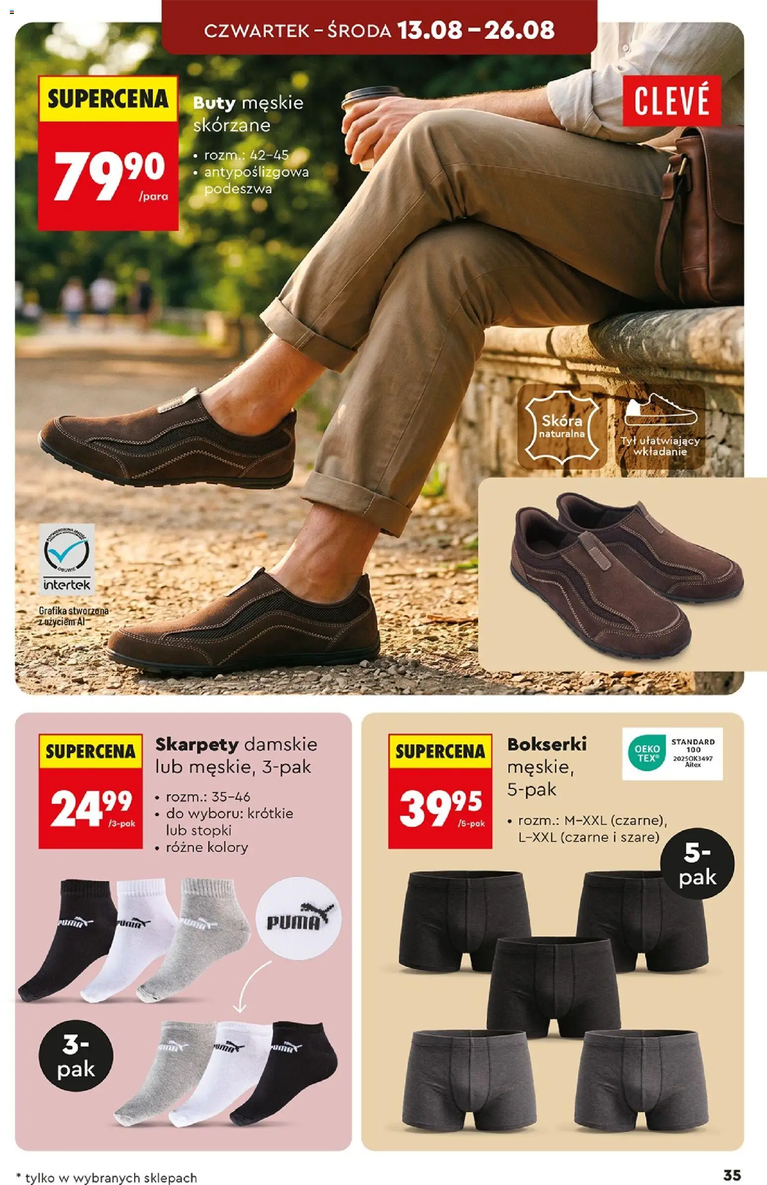 Biedronka gazetka - Hity i inspiracje od 10.08.2026 | Strona: 35 | Produkty: Skarpety, Skarpety damskie, Buty, Buty męskie