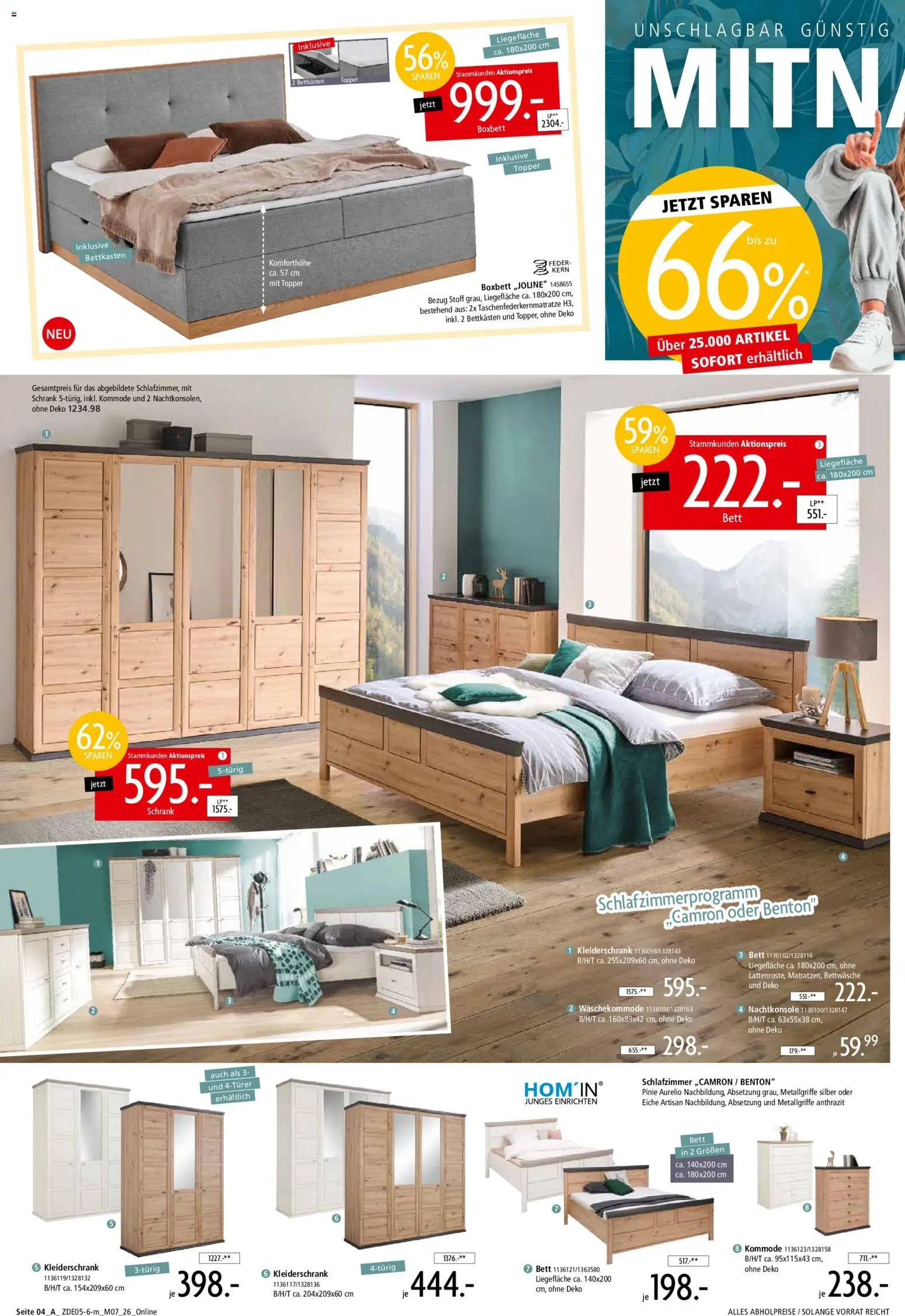 Zurbrüggen Z2 Mitnahme Möbel – gültig ab 16.05.2026 | Seite: 8 | Produkte: Bett, Kommode, Topper, Bettwäsche