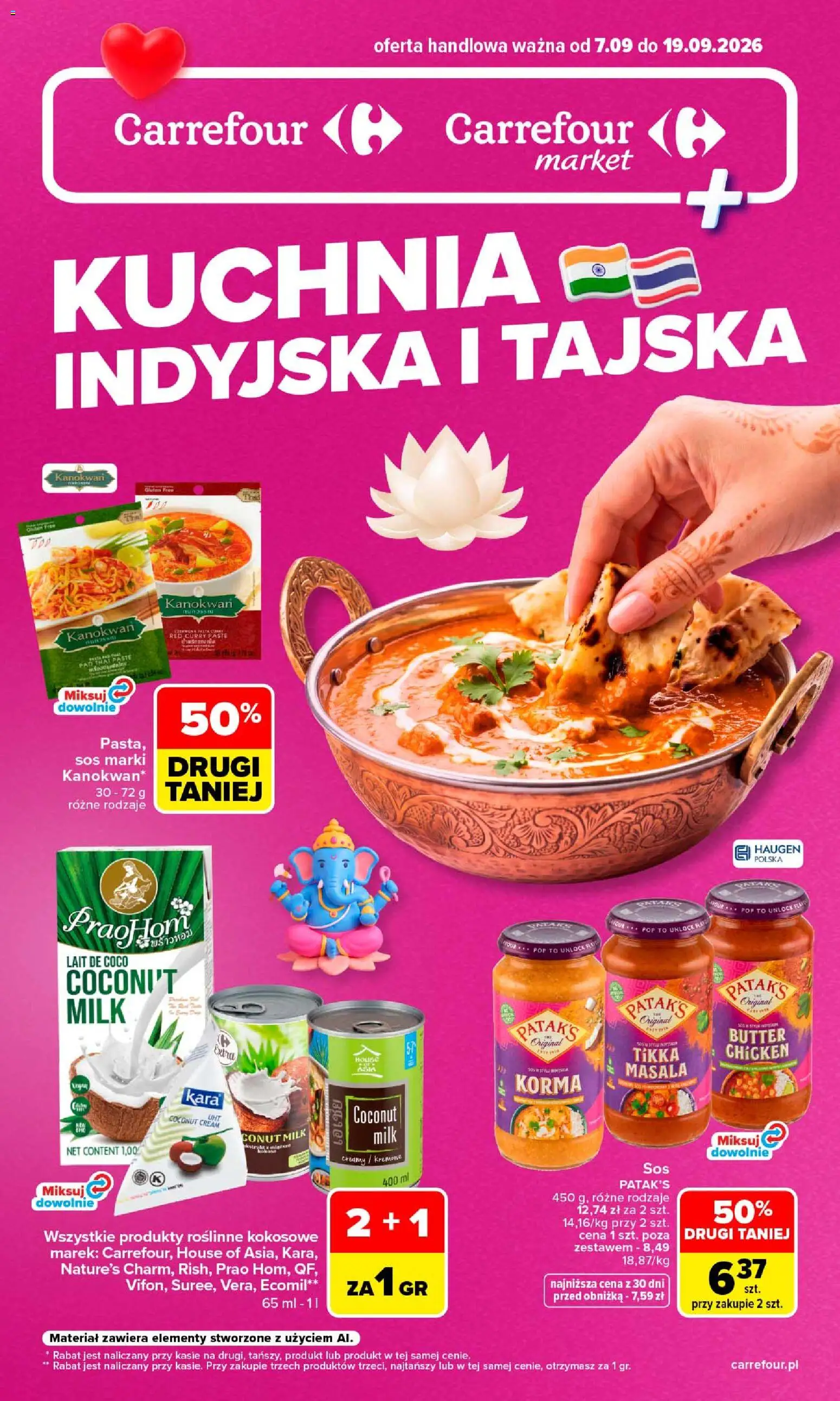 Carrefour gazetka - Kuchnia indyjska i tajska od 07.09.2026 | Strona: 1 | Produkty: Curry, Sos