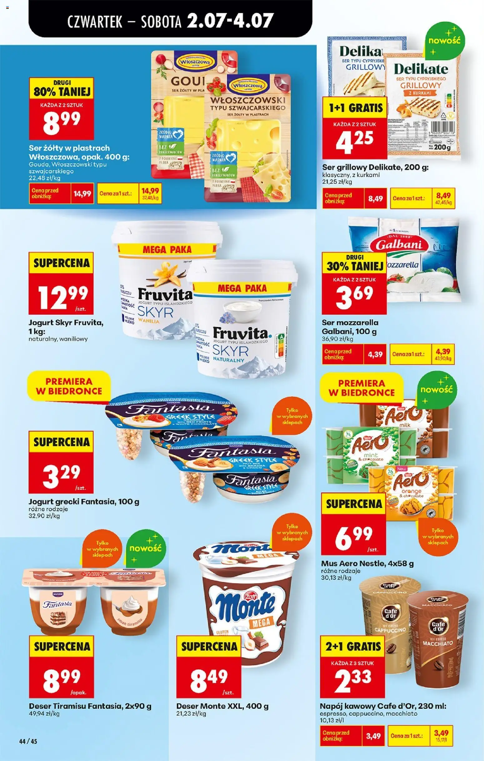 Biedronka gazetka od czwartku od 02.07.2026 | Strona: 48 | Produkty: Ser żółty, Jogurt grecki, Cappuccino, Skyr