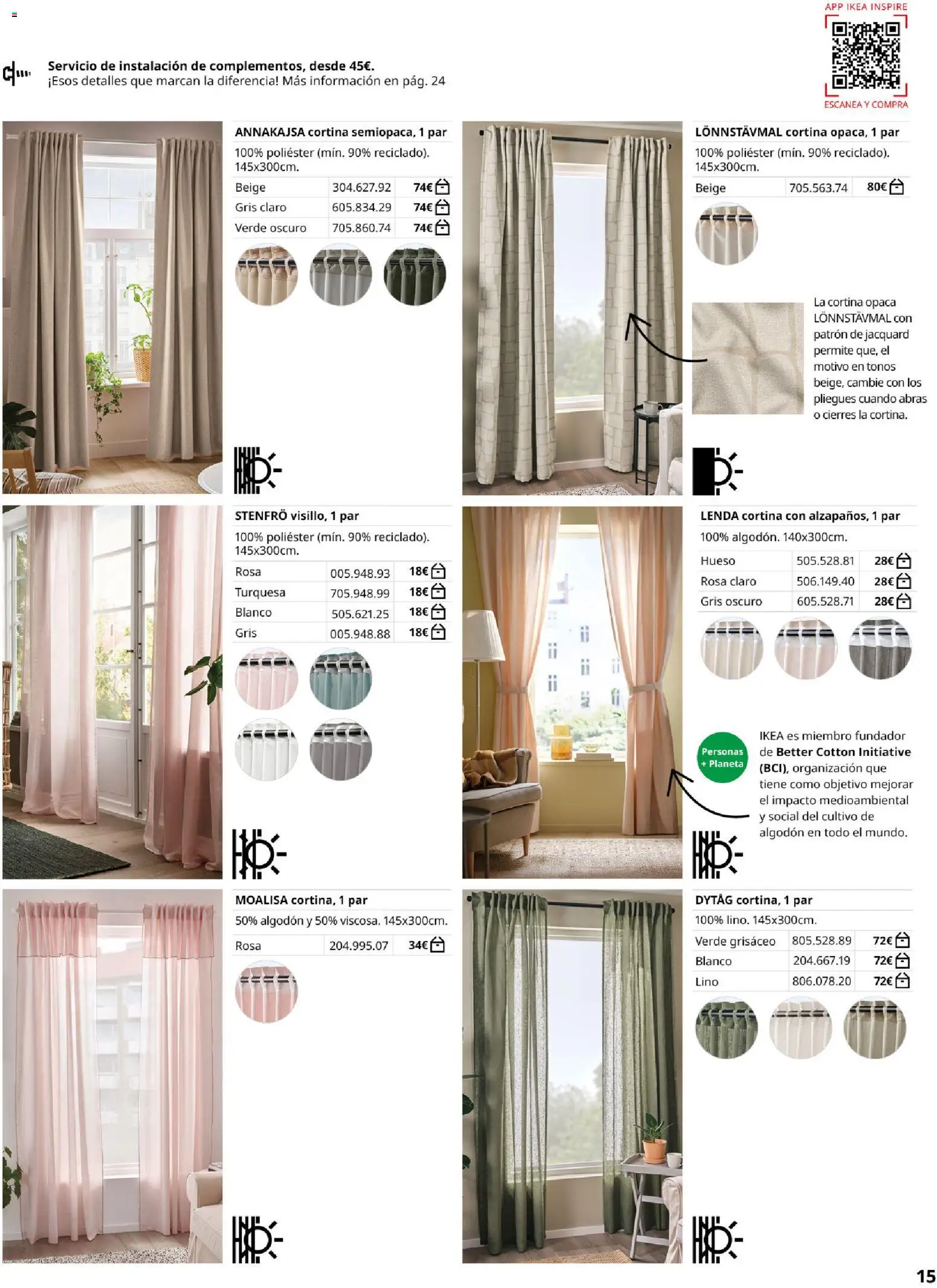 Catálogo IKEA Cortinas │ válido desde el 01/02/2026 | Página: 15 | Productos: Cortina, Algodón