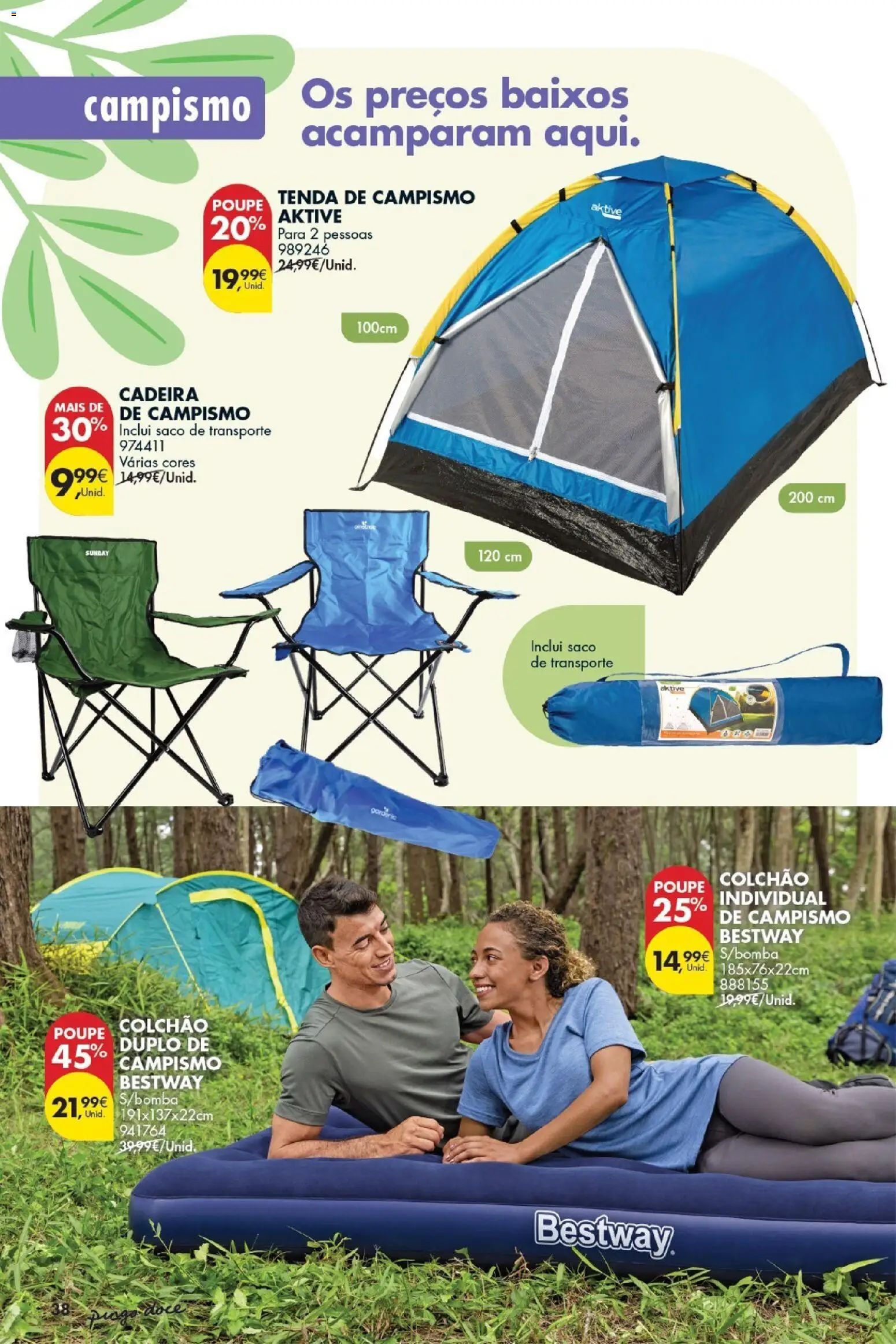 Pingo Doce Bazar Verão │ válido de 09.06.2026 | Página: 38 | Produtos: Tenda, Colchão, Cadeira