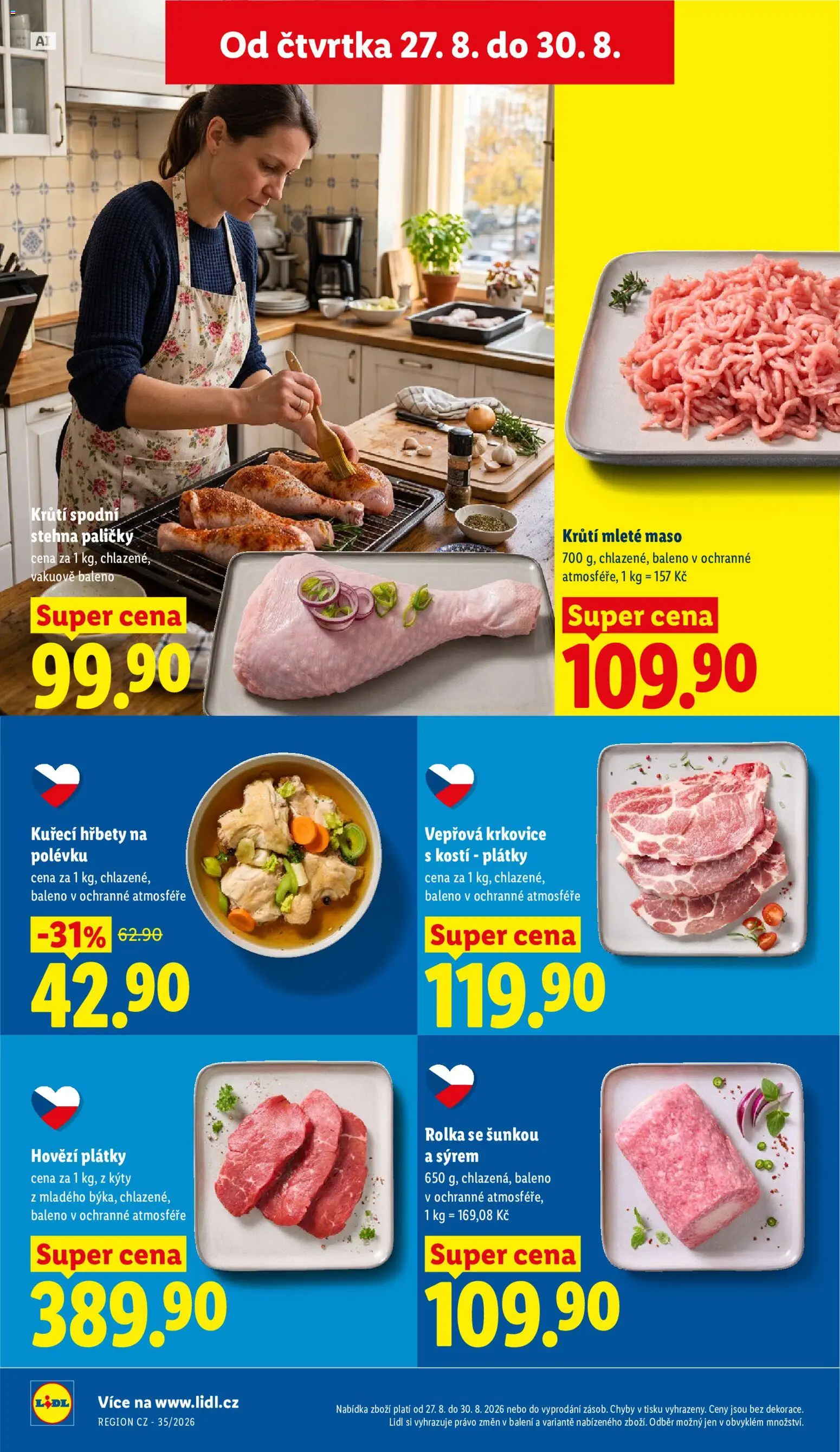 Lidl leták od 27.08.2026 | Strana: 20 | Produkty: Krůtí mleté maso, Maso, Krkovice, Vepřová krkovice