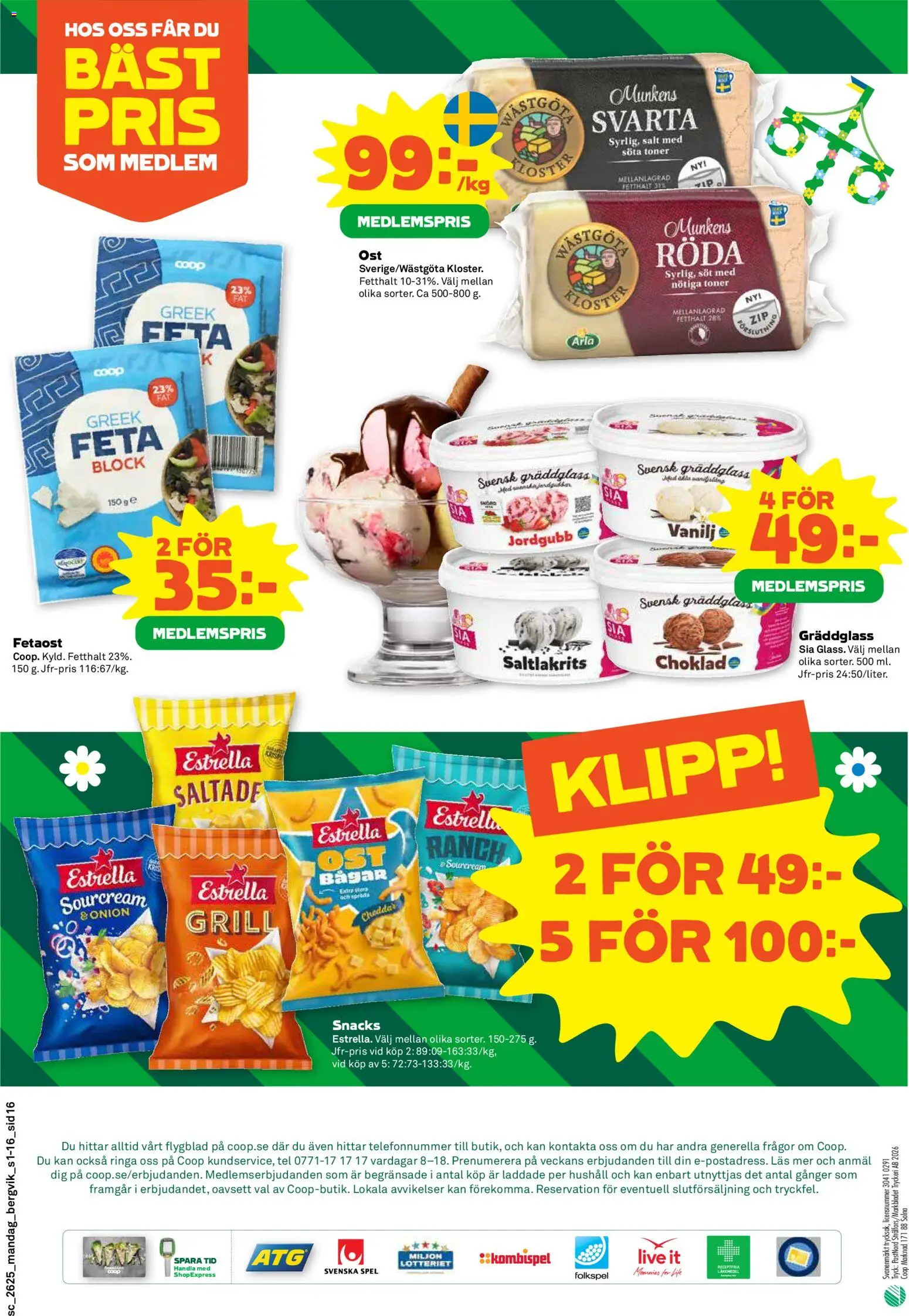 Stora Coop reklamblad aktuell från 15.06.2026 | Sida: 16 | Produkter: Grill, Cheddar, Fetaost, Spel