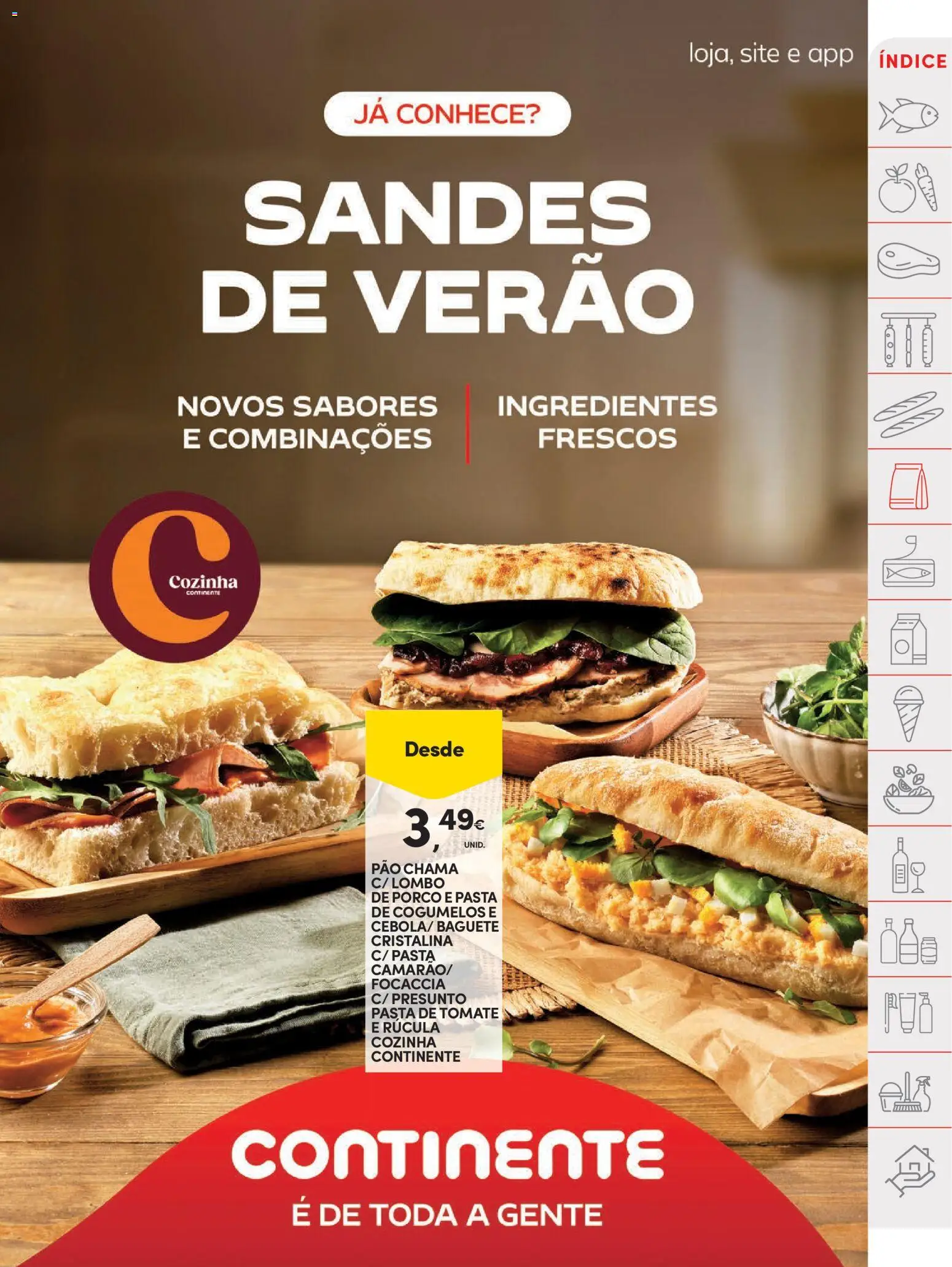 Continente folheto │ válido de 07/07/2026 | Página: 19 | Produtos: Rúcula, Lombo, Pão, Presunto