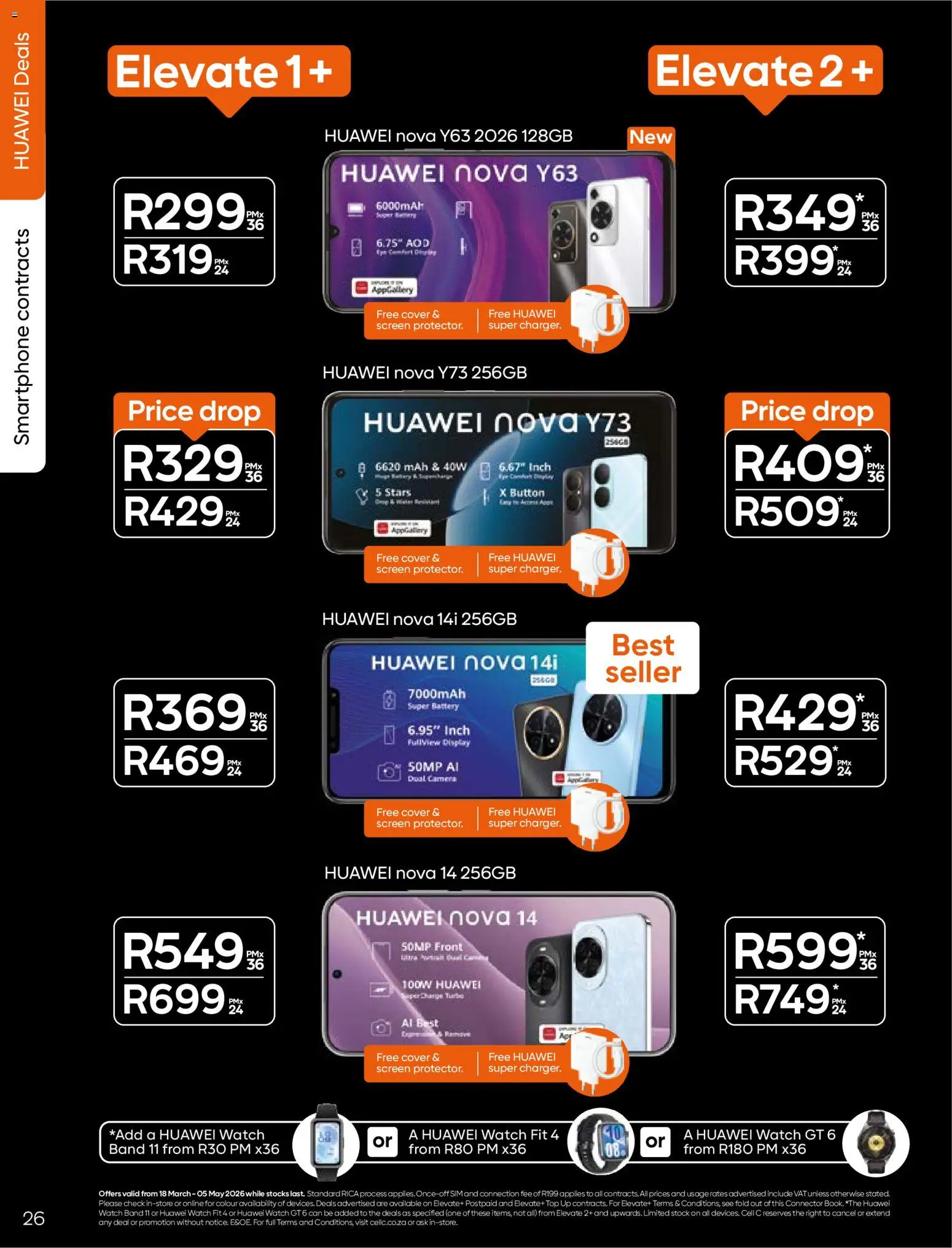 New Cell C catalogue – valid from 18.03.2026 | Page: 28 | Products: Cover, Watch, Battery, Stock