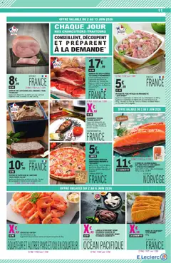 E.Leclerc - Prévisualisation de PIZZA JAMBON SUPÉRIEUR CHAMPIGNONS MOZZARELLA "MIX BUFFET", Pizza jambon supérieur champignons mozzarella mix buffet, 420 g. Le kg: 14,19 €. Même promotion disponible sur d'autres variétés signalées en magasin. valide à partir de 02.06.2026 | Page: 11