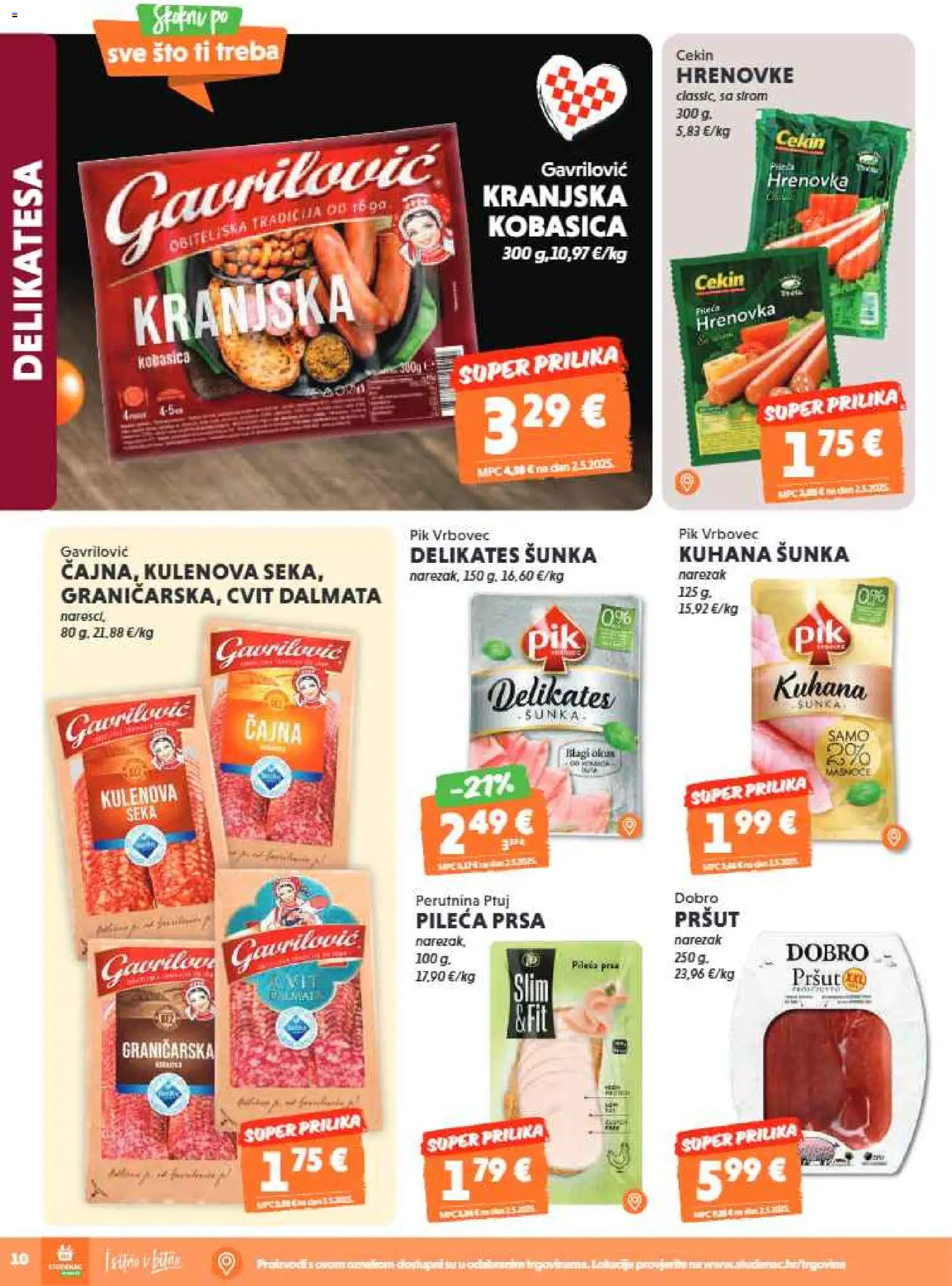 Studenac katalog | vrijedi od 03.06.2026 | Stranica: 10 | Proizvodi: Narezak, Perutnina Ptuj, Pik Vrbovec, Pileća prsa