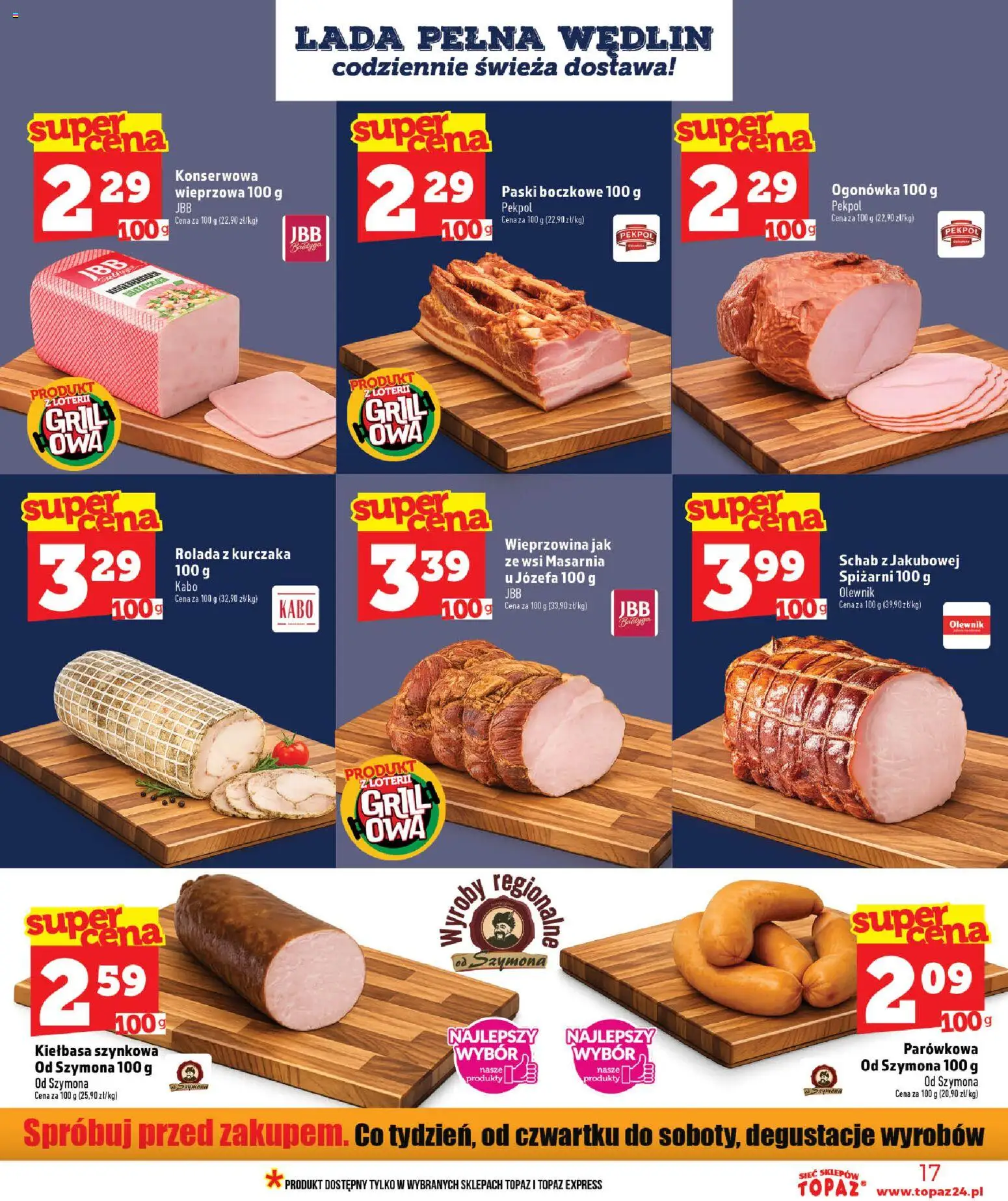 Topaz gazetka - Ceny małe na stałe od 11.06.2026 | Strona: 17 | Produkty: Kiełbasa, Schab, Rolada, Grill
