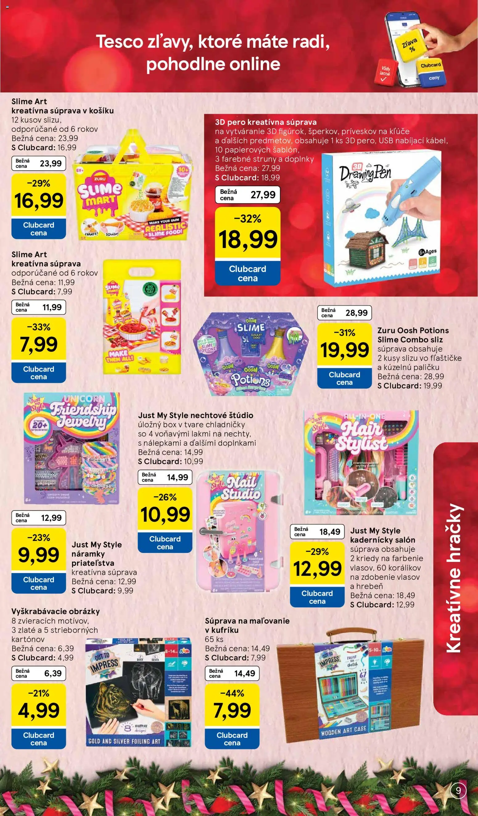Nové Tesco akcie – leták je platný od 26.10.2026 | Strana: 9 | Produkty: Pero, Hrebeň, Hračky, USB