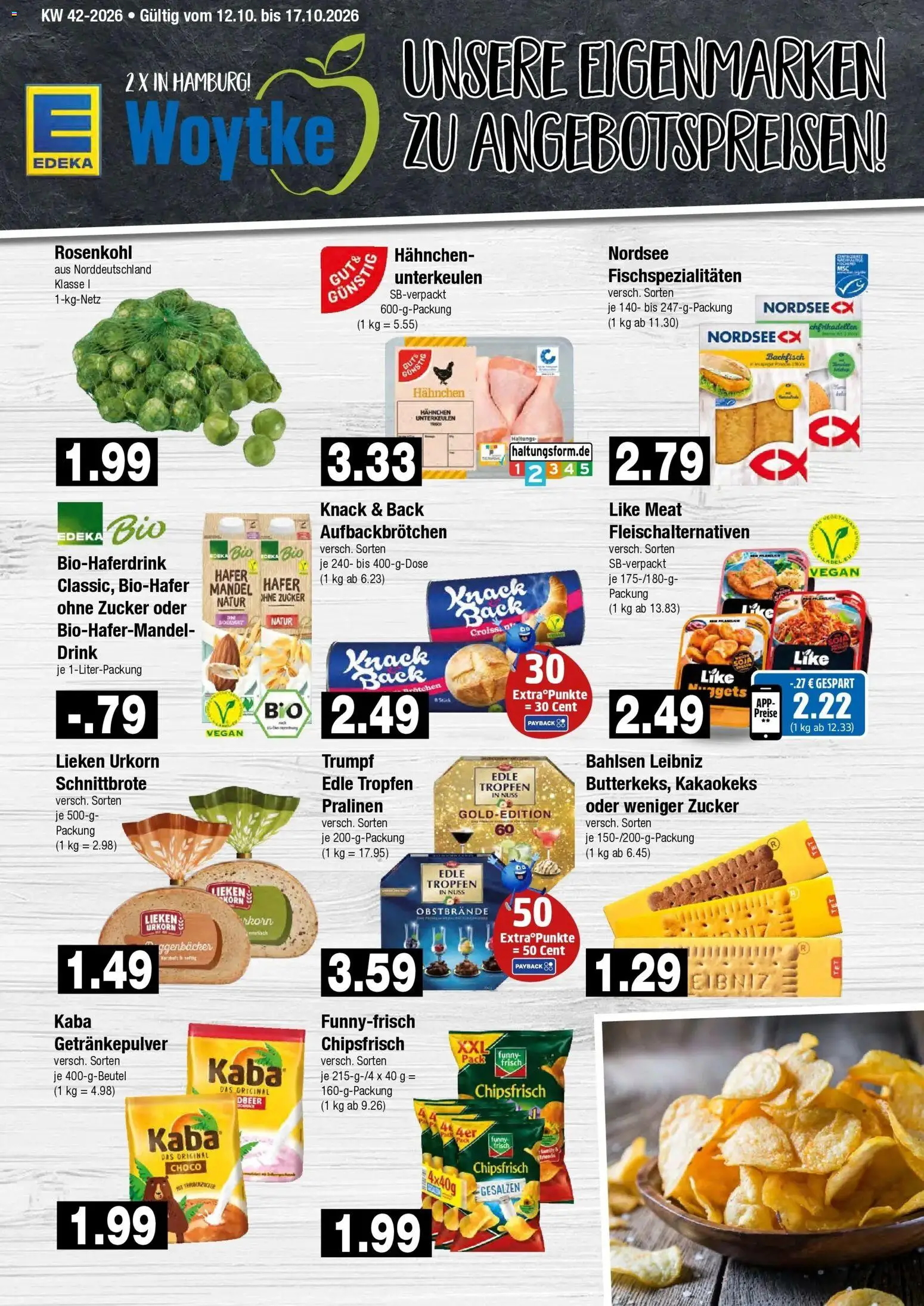 Edeka Prospekt Hamburg (ab 12.10.2026) » Angebote Online | Seite: 9 | Produkte: Hahnchen, Croissant, Zucker, Like meat