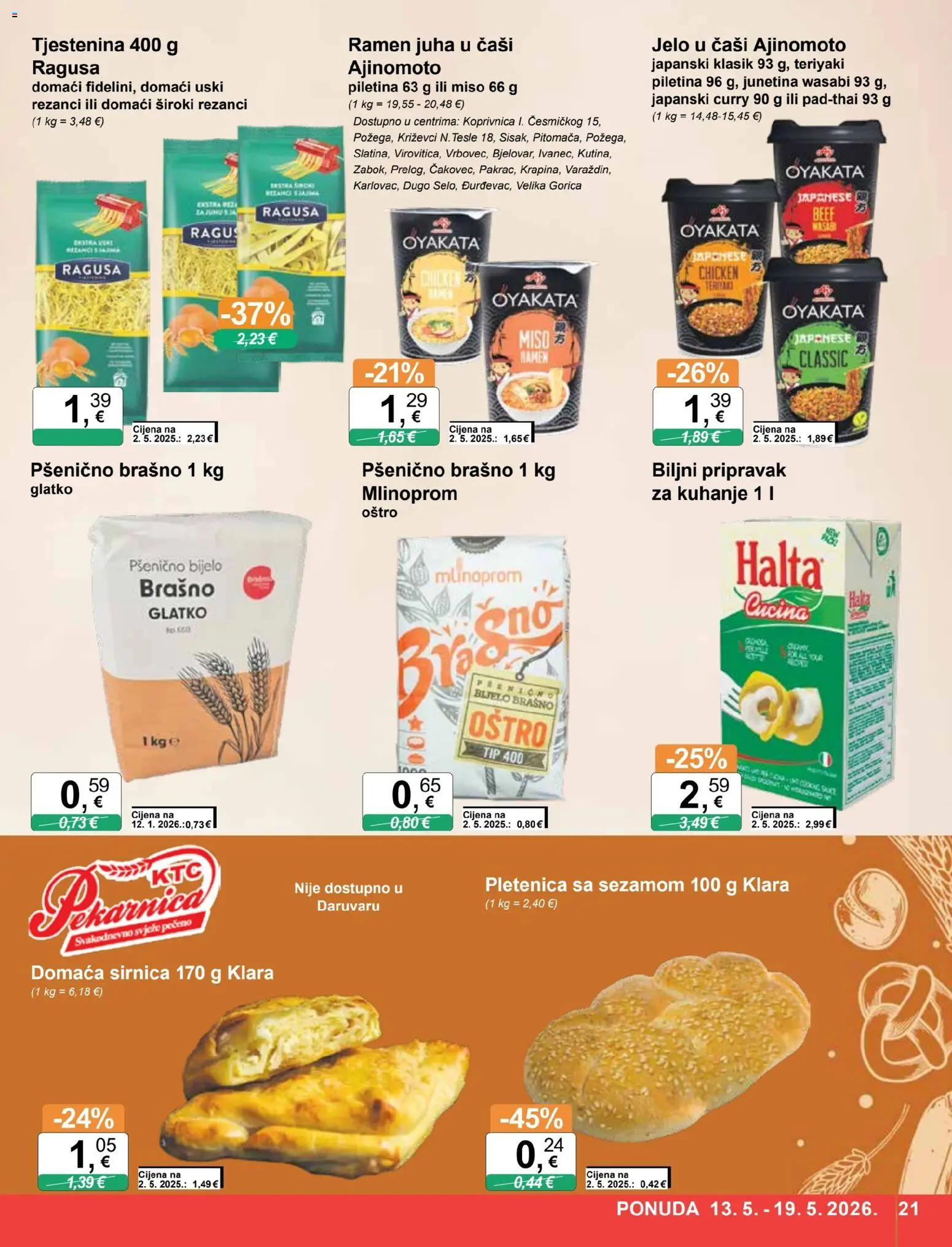 KTC katalog | vrijedi od 13.05.2026 | Stranica: 21 | Proizvodi: Piletina, Rezanci, Tjestenina, Juha