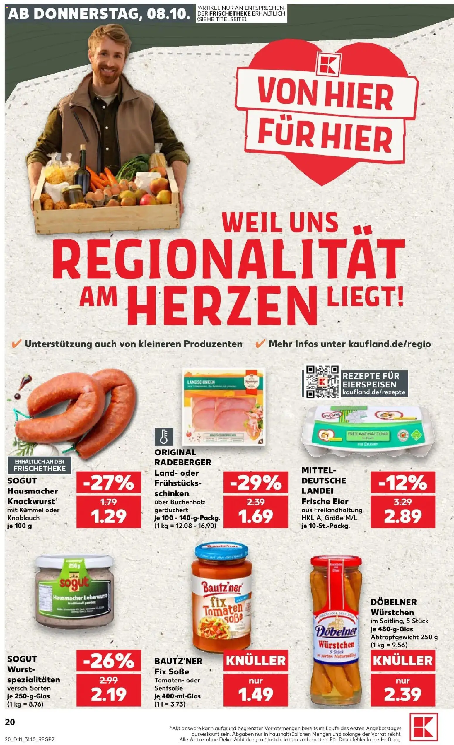 Prospekt Kaufland ab 08.10.2026 » Angebote Online zum Blättern | Seite: 20 | Produkte: Eier, Spezialitäten, Soße, Knoblauch