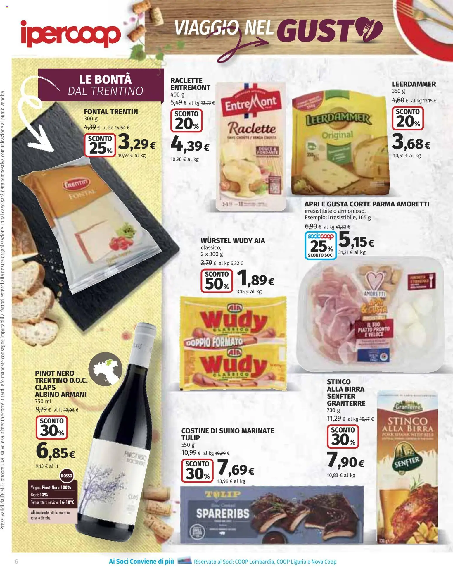 Volantino Ipercoop del 08/10/2026 | Pagina: 6 | Prodotti: Birra, Wurstel, Data, Piatto