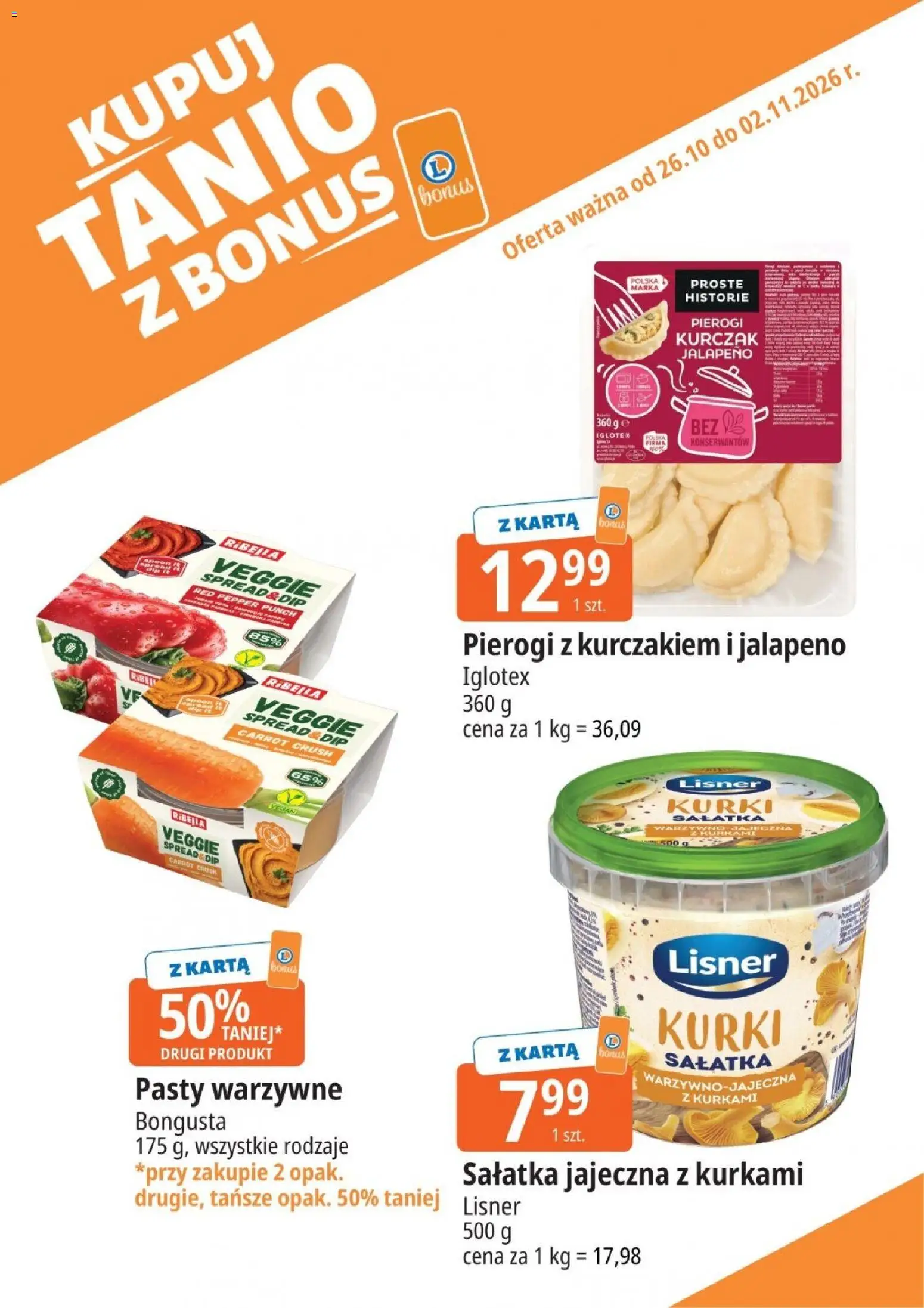 E.Leclerc gazetka - Kupuj Tanio Z Bonus od 26.10.2026 | Strona: 14 | Produkty: Karta, Kurczak, Pierogi, Jalapeno