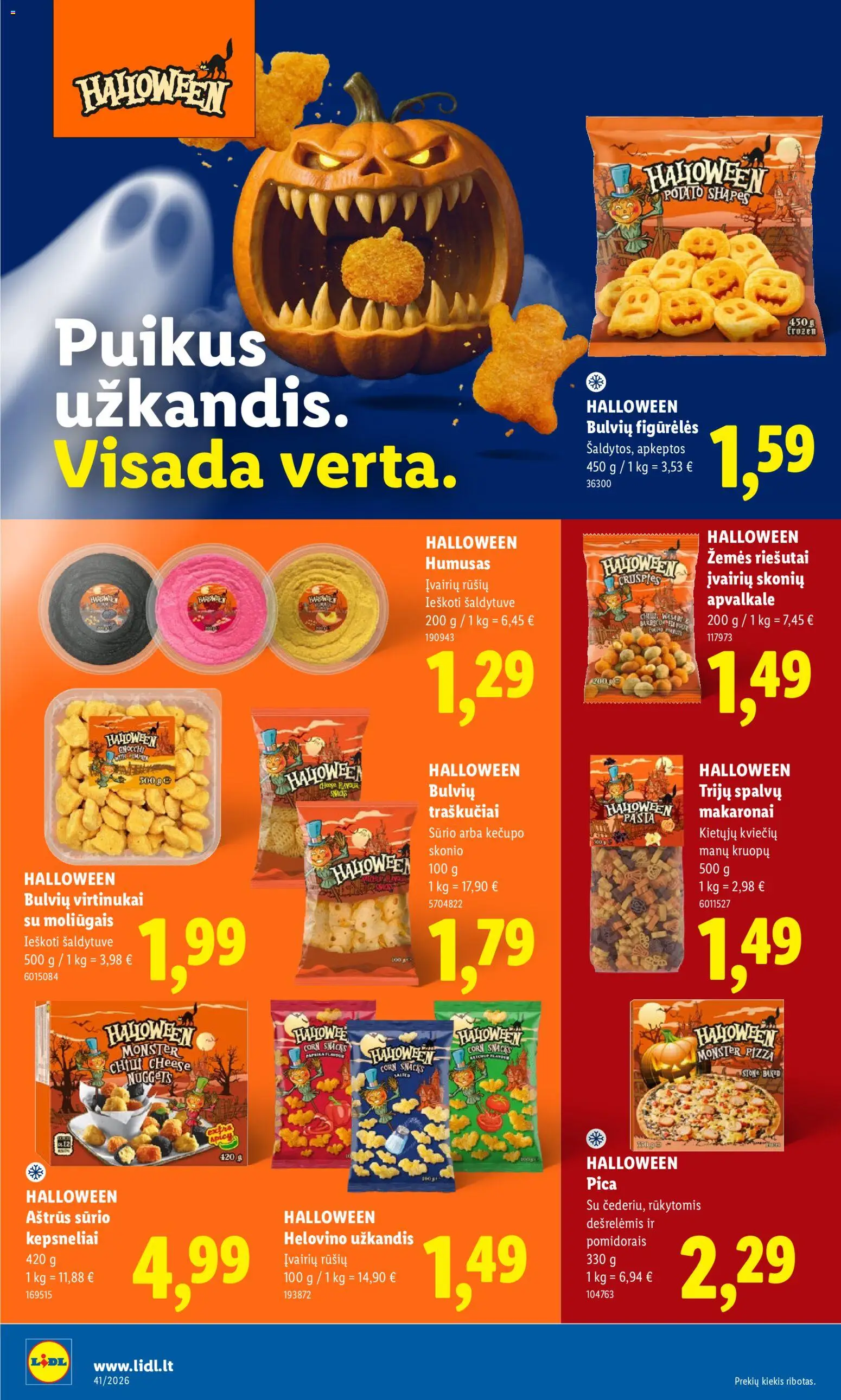 LIDL akcijos nuo 2026.10.05 | Puslapis: 22 | Prekių: Riešutai, Pica, Makaronai, Traškučiai