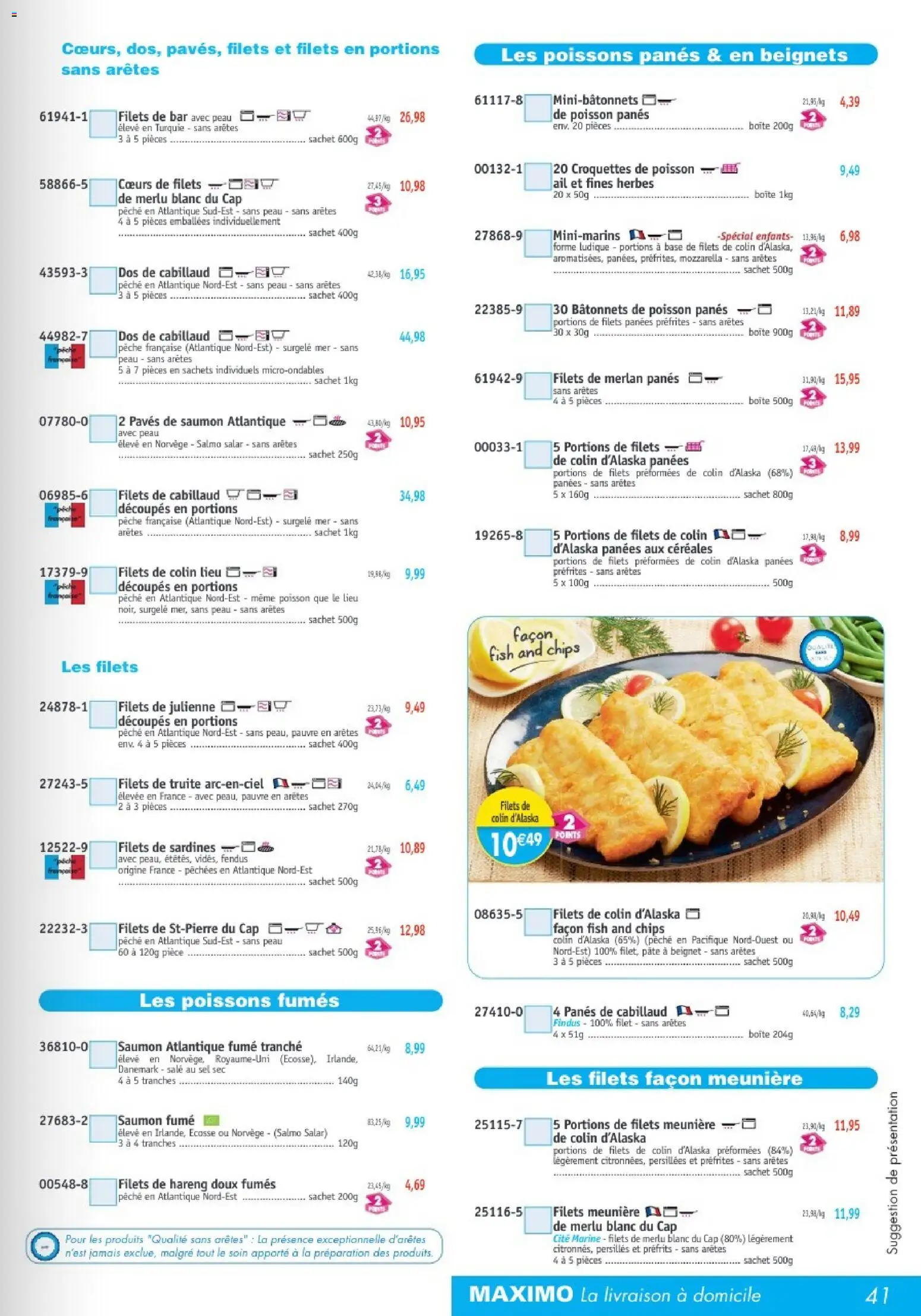 {H1} | Page: 41 | Produits: Pêche, Mozzarella, Dos de cabillaud, Poisson